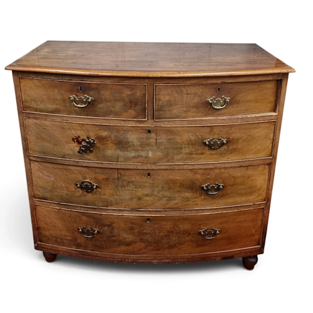 A 19th Century Mahogany bow fronted Chest of Drawers, with B...