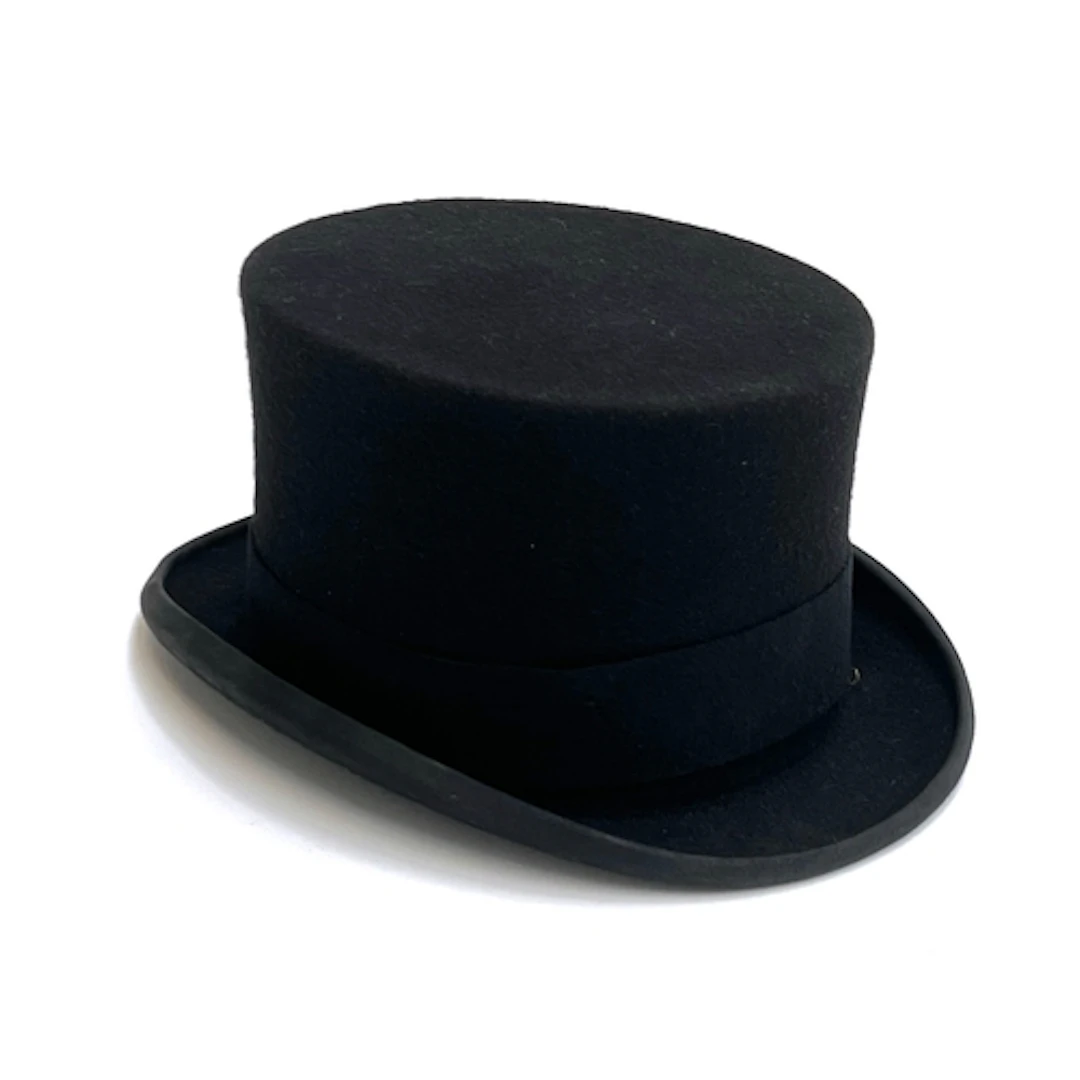 A Christys' black wool top hat, size 7 3/8