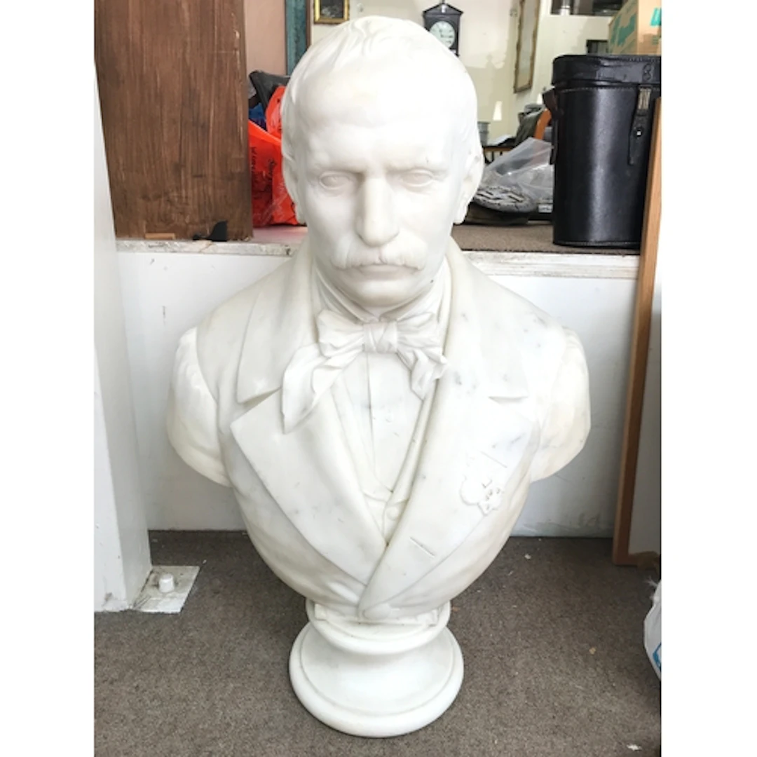 A marble bust by Italian artist signed Onofrio Buccini dated...