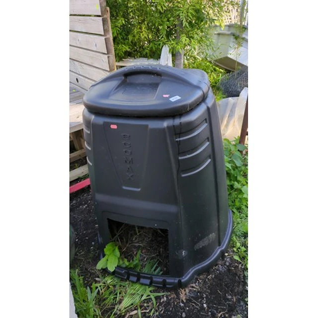 ECOMAX garden composting bin, moulded black HDPE, the domed ...