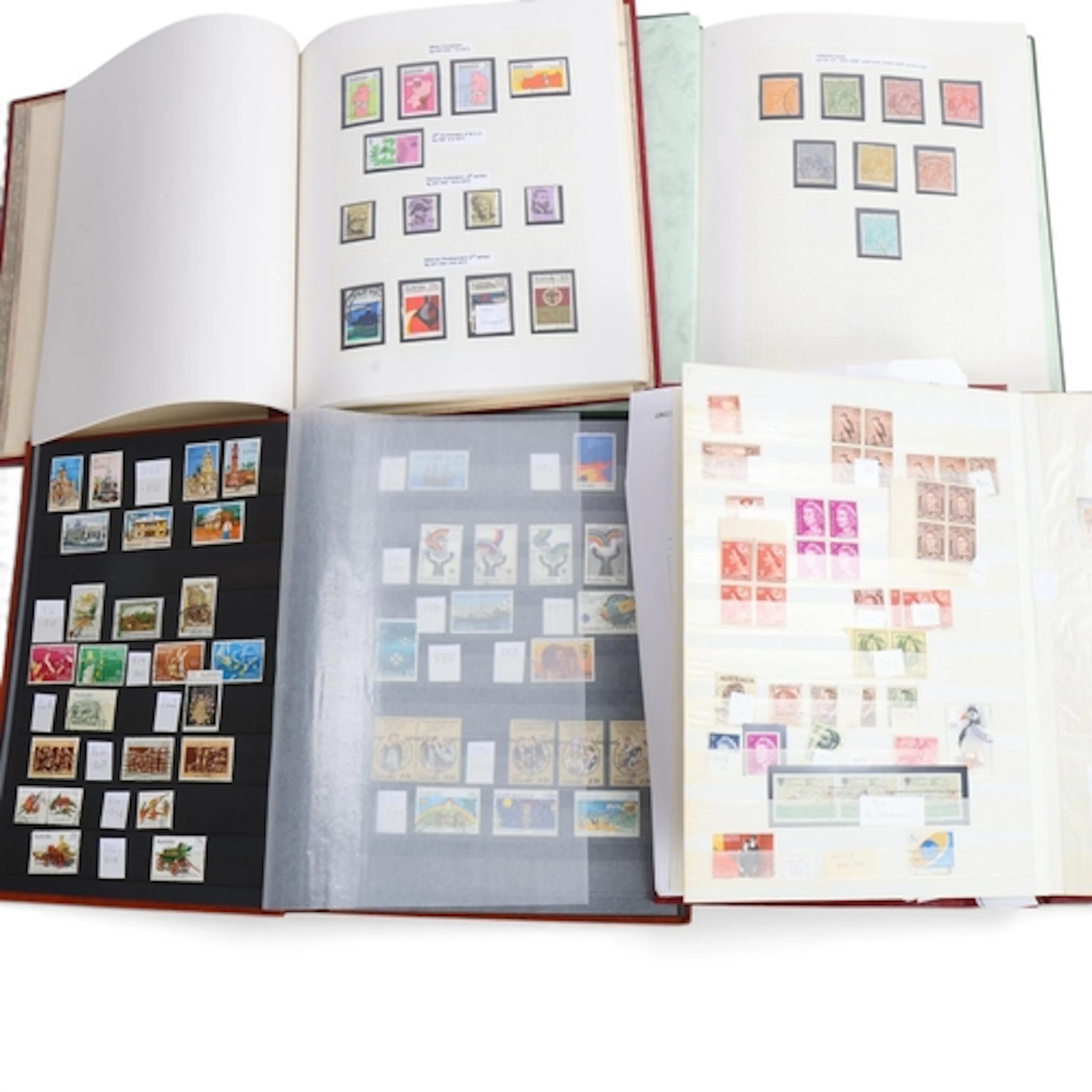 Four albums of Australian postage stamps, all loose mounted ...