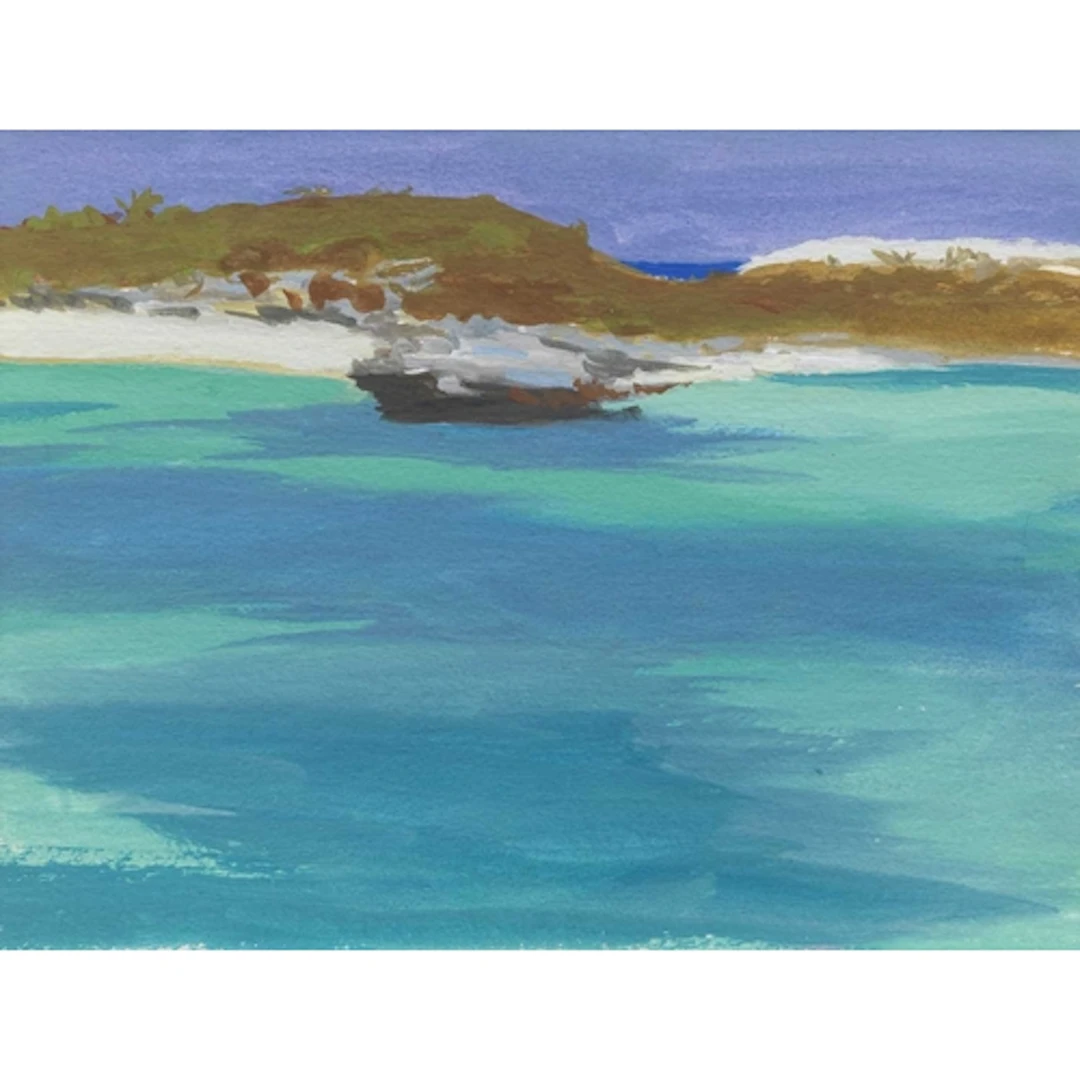 § John MILLER (1931-2002) Beach Gouache, stamp signed, furth...
