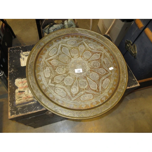 Eastern Brass and Mixed Metal Tray, 52cm