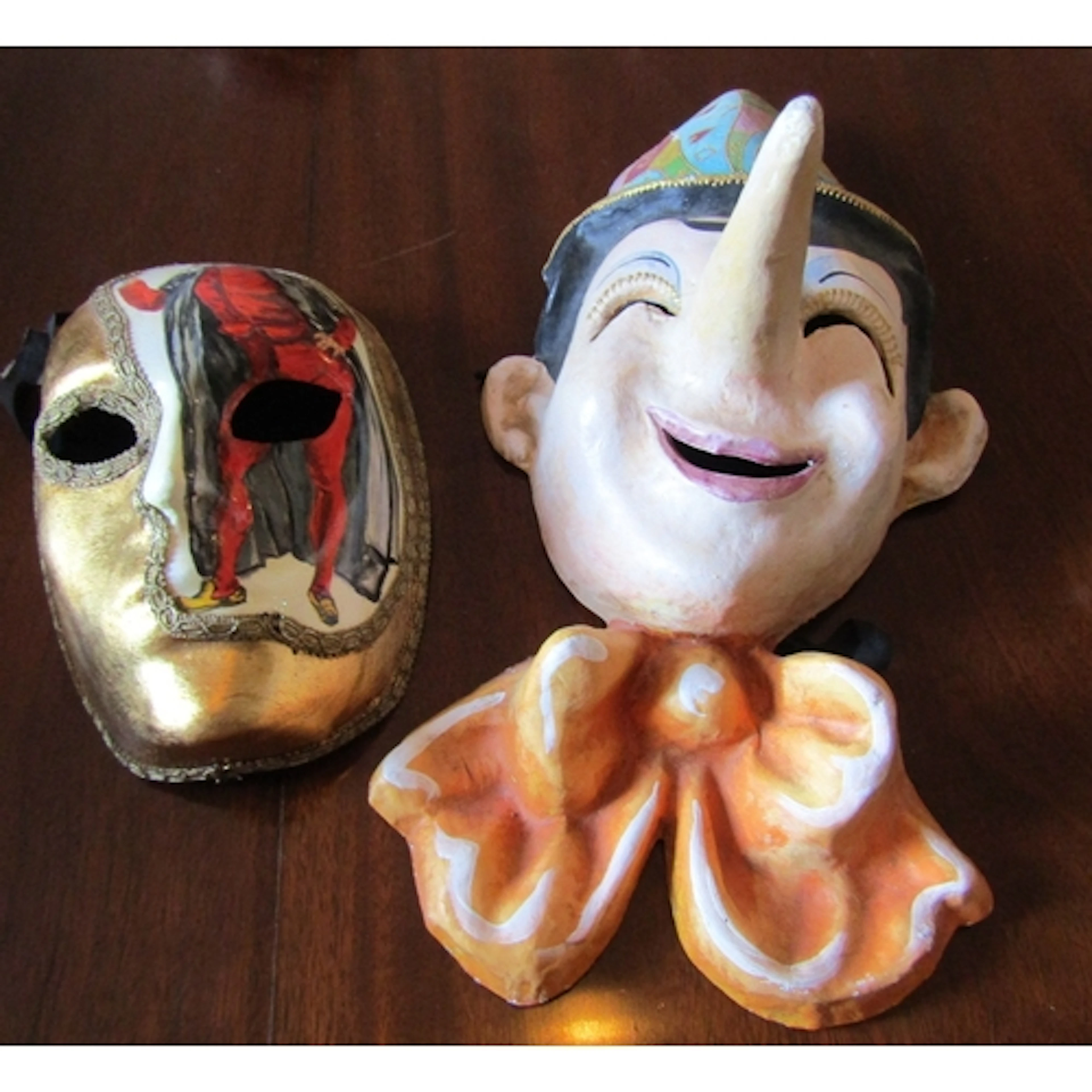 Two Venetian Carnival Masks Each Hand Painted