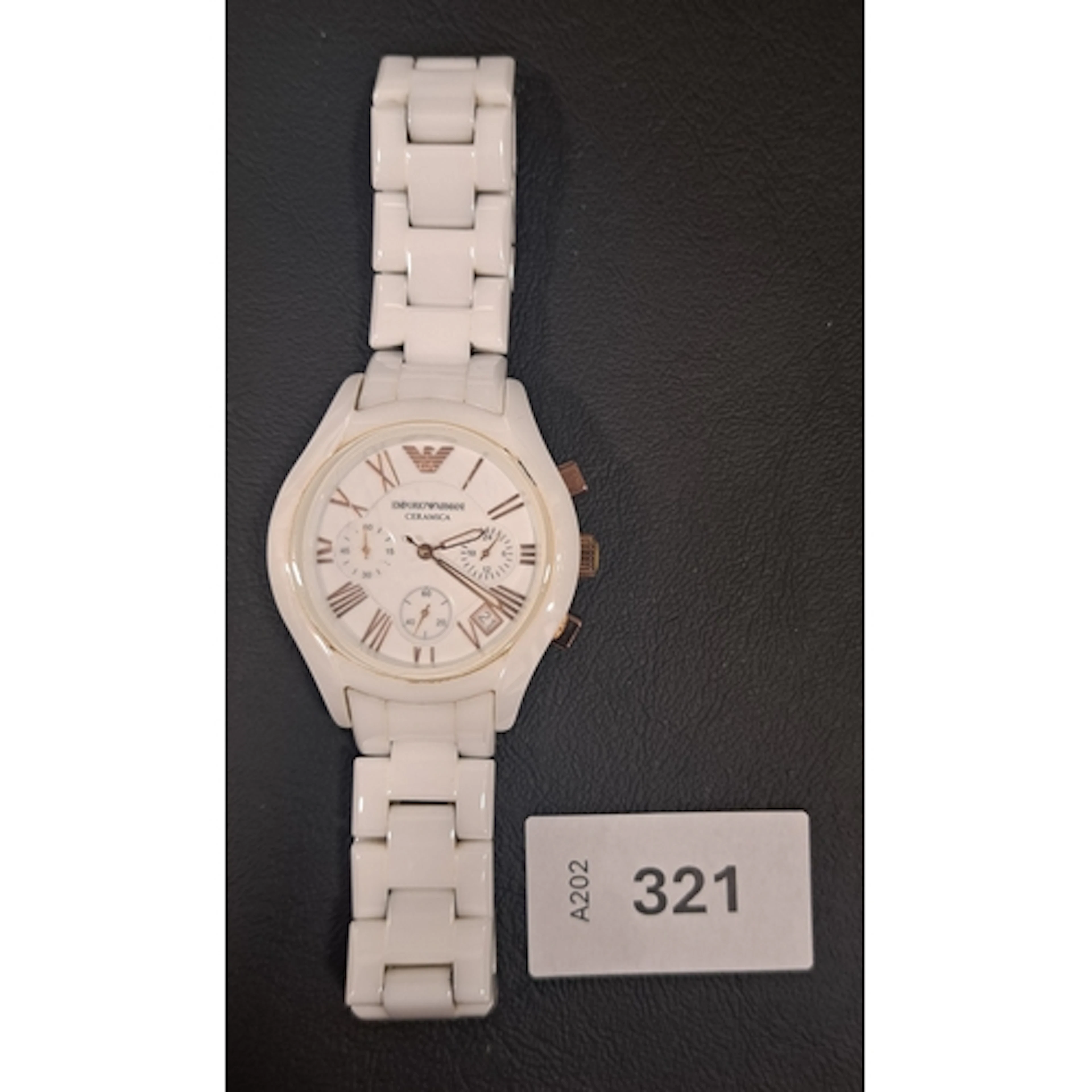 EMPORIO ARMANI CERAMICA WRISTWATCH model AR-1417, the white ...