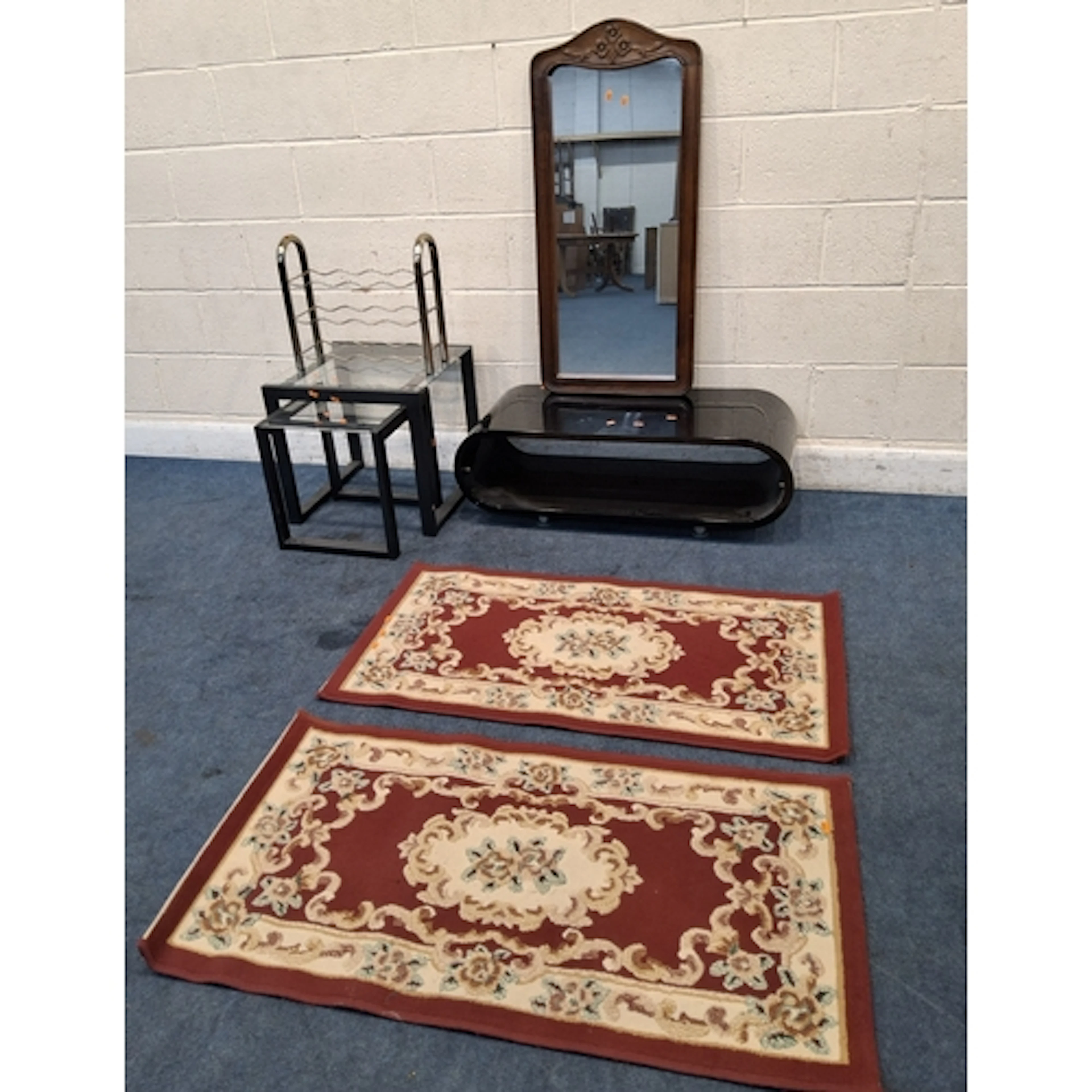 A SELECTION OF OCCASIONAL FURNITURE, to include a glossy bla...