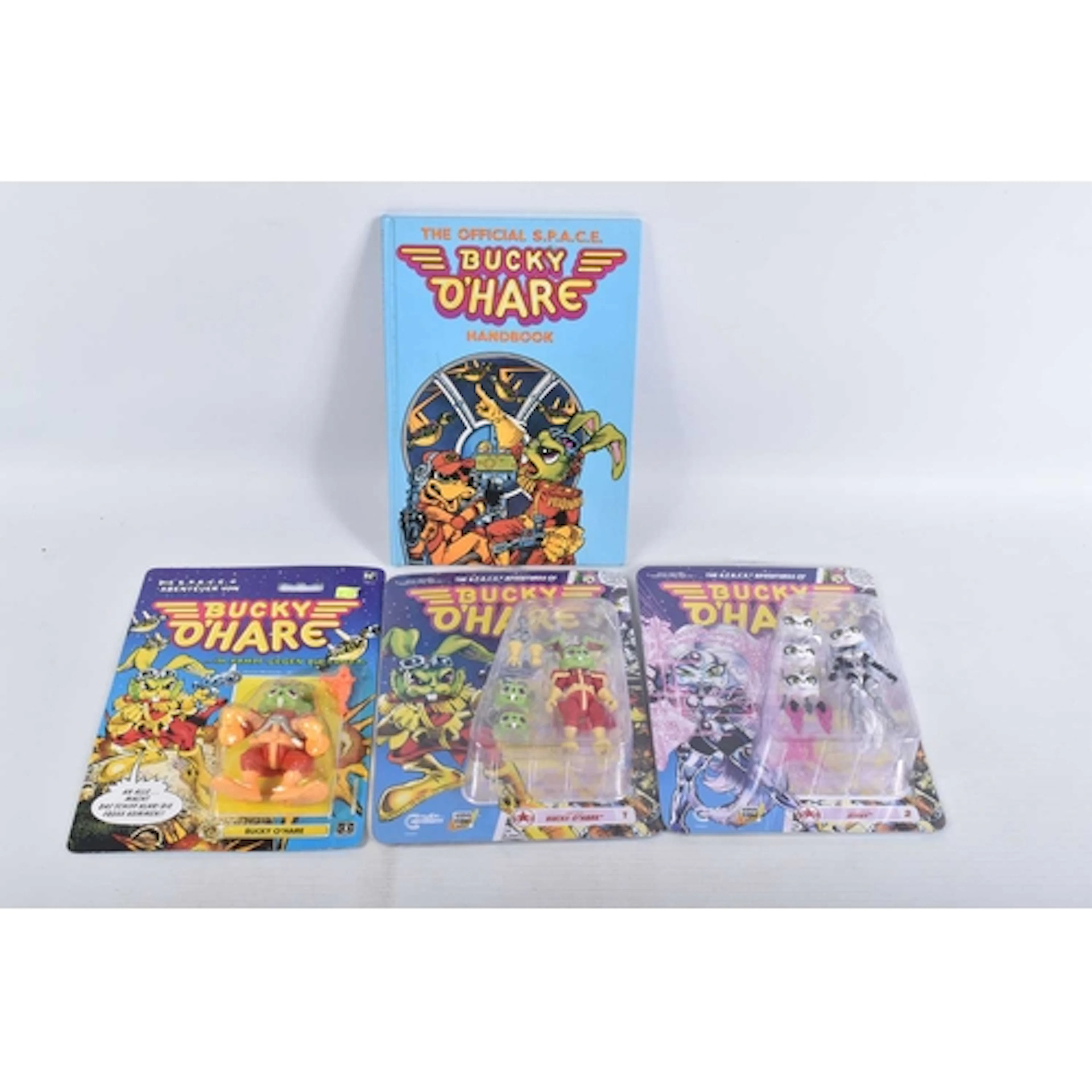 FOUR BUCKY O'HARE ITEMS, to include a 1991 German blister pa...