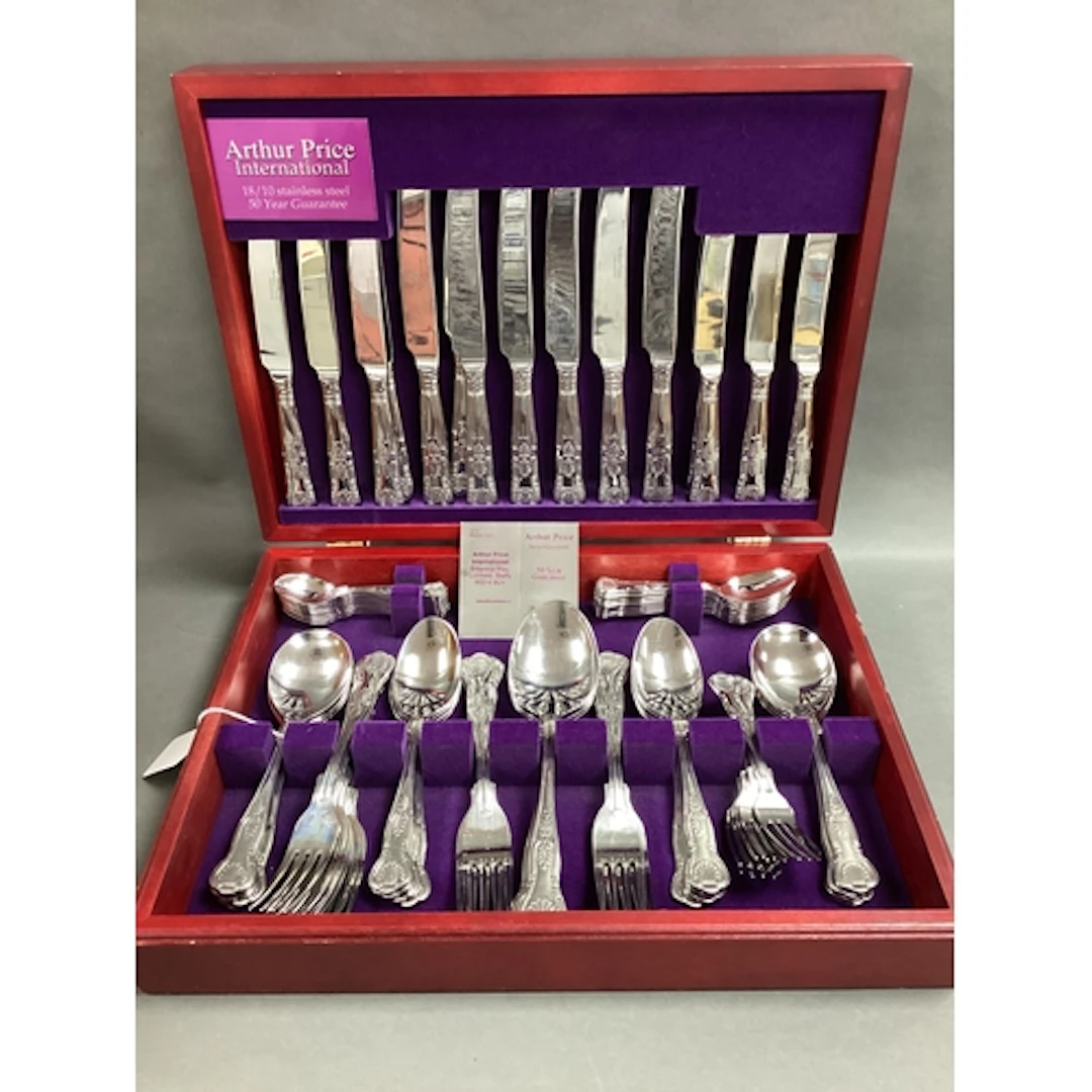 Arthur Price Kings Pattern Part Canteen of Stainless Steel C...