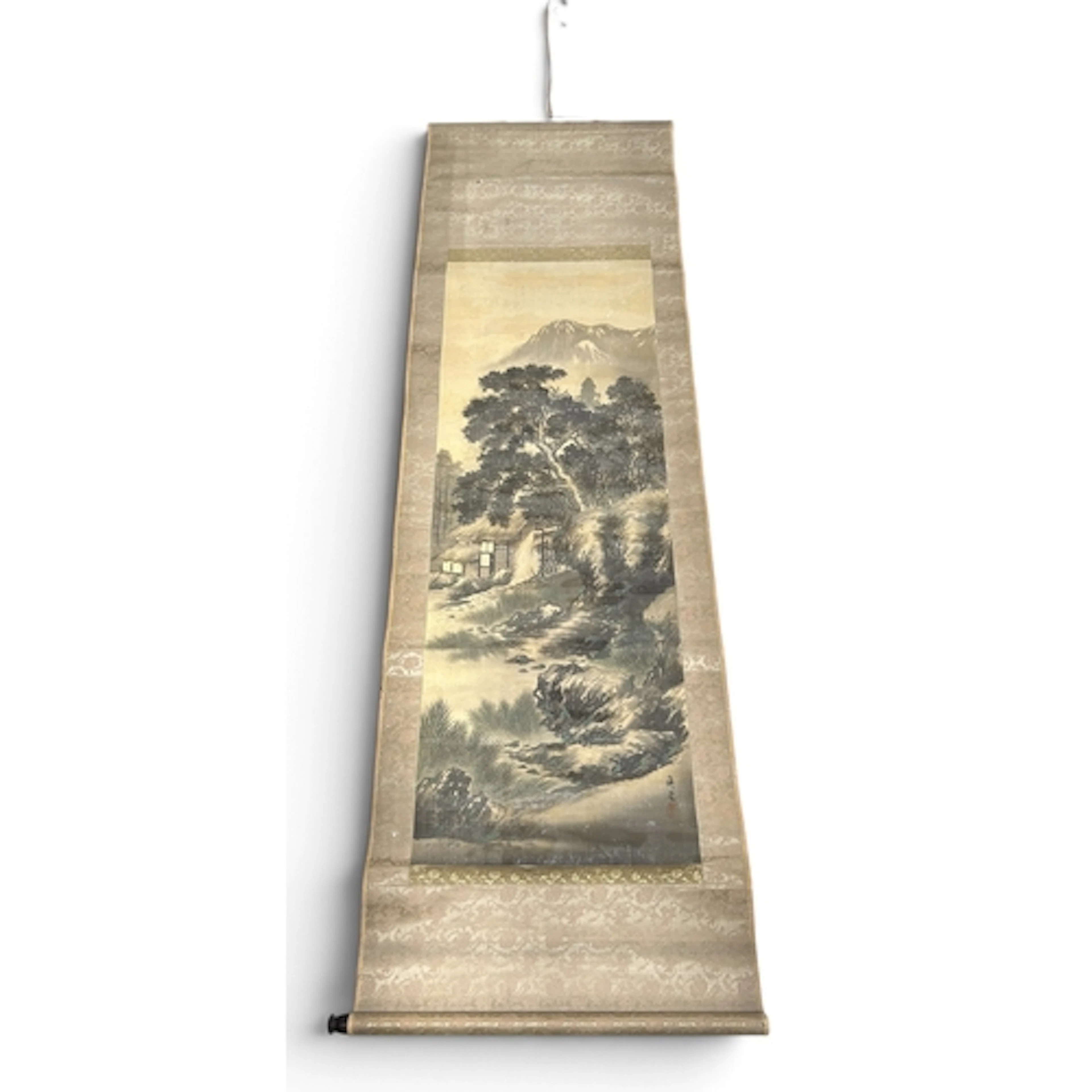 THREE CHINESE AND JAPANESE SCROLLS To include one depicting ...