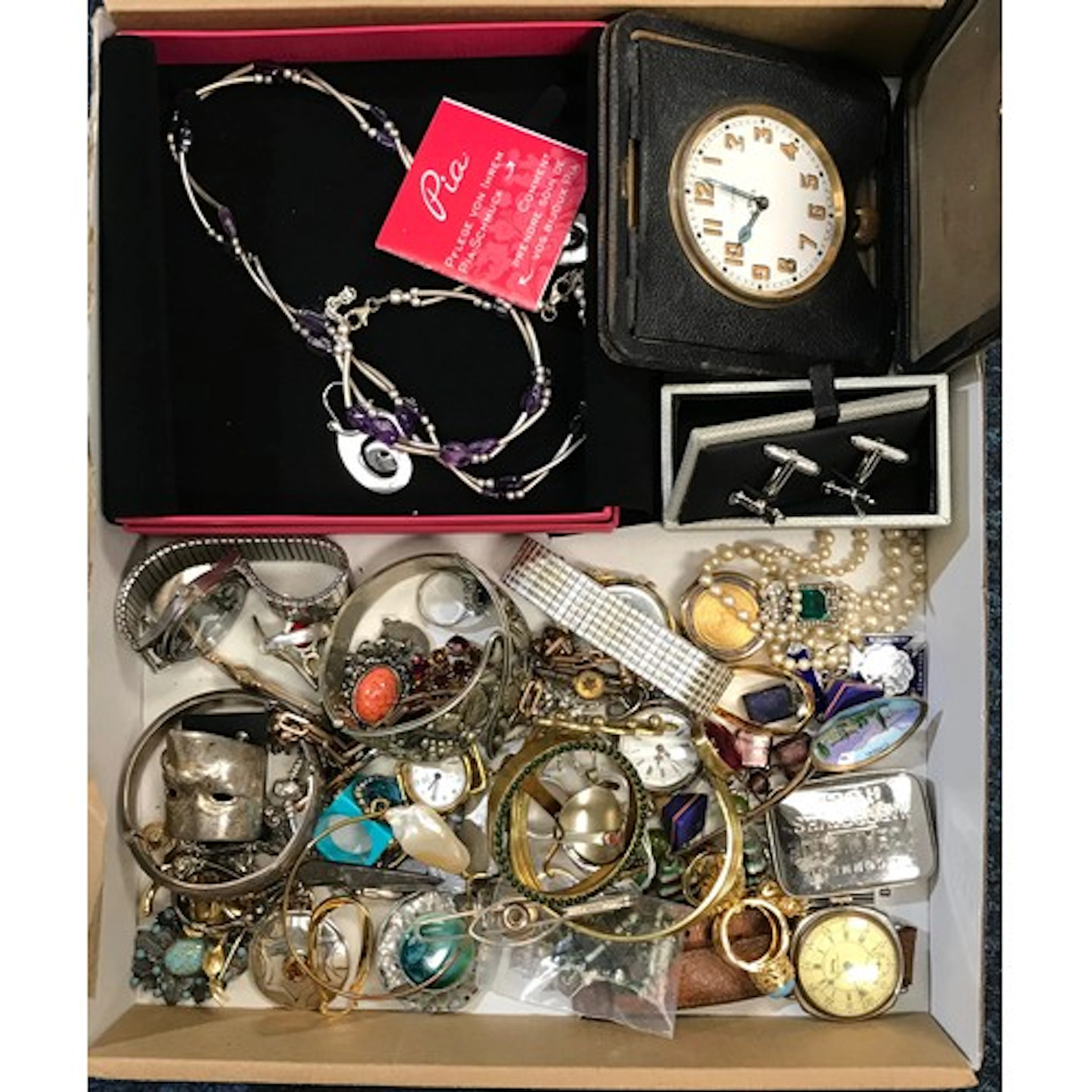 A qty of costume jewellery and watches