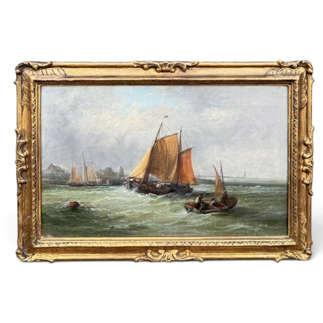 19TH CENTURY ENGLISH SCHOOL: FISHING VESSELS OFF THE COAST O...