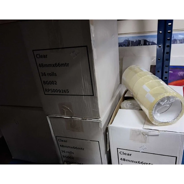 FIVE BOXES OF CLEAR TAPE, 48mm x 66mm, each box contains 36 ...