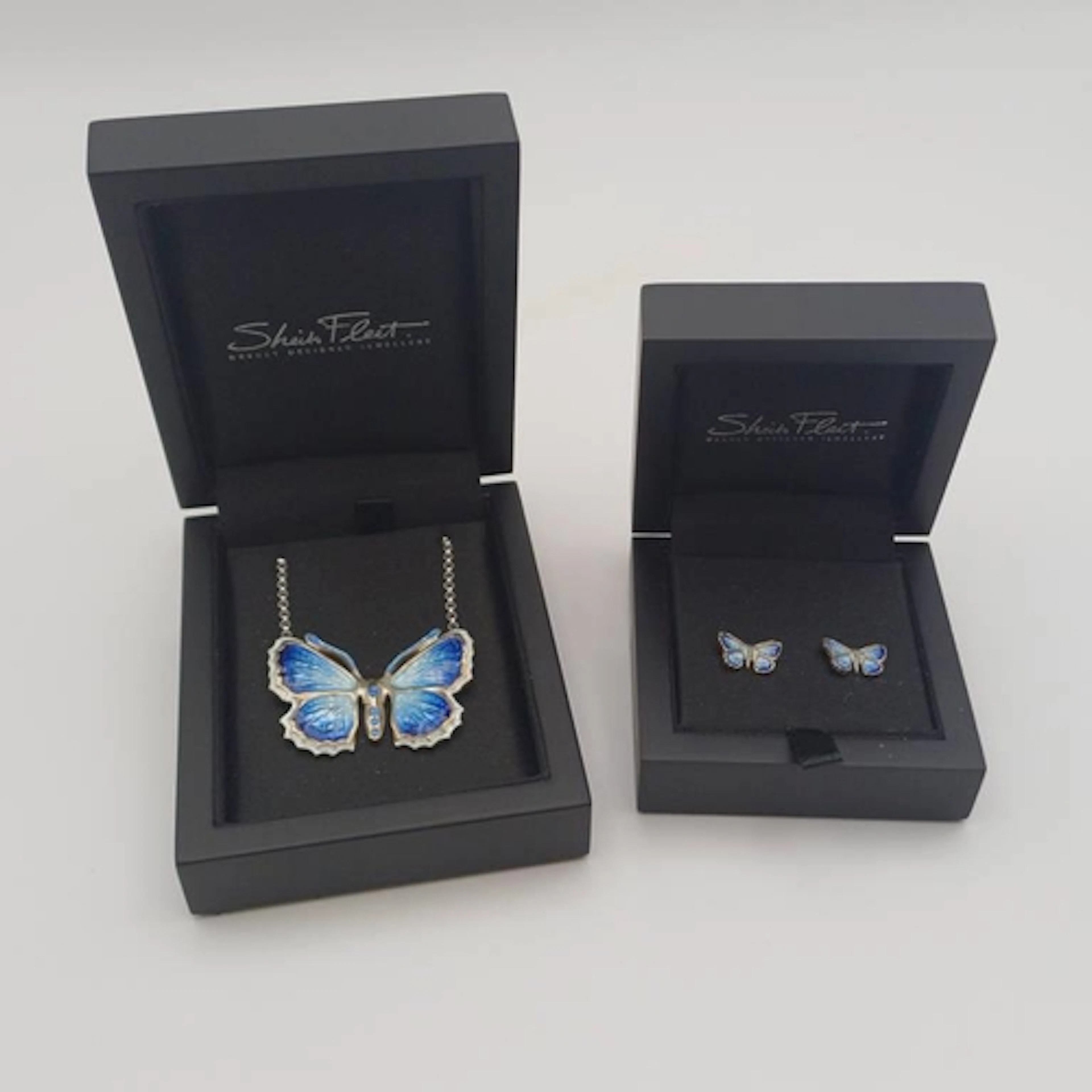 SHEILA FLEET SILVER & ENAMEL HOLLY BLUE BUTTERFLY PENDANT ON...