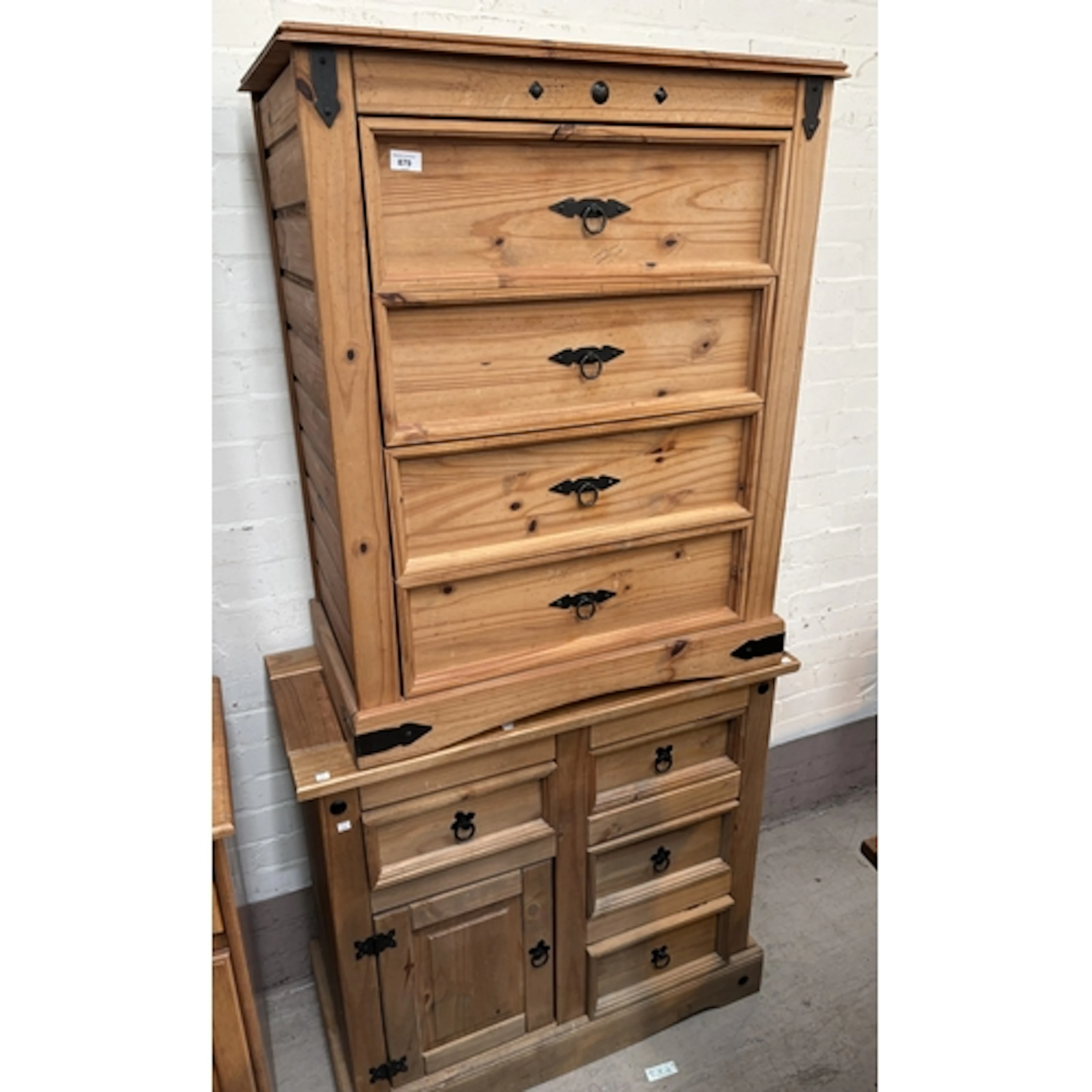 A Mexican pine 4 drawer chest and similar 4 draw sideboard