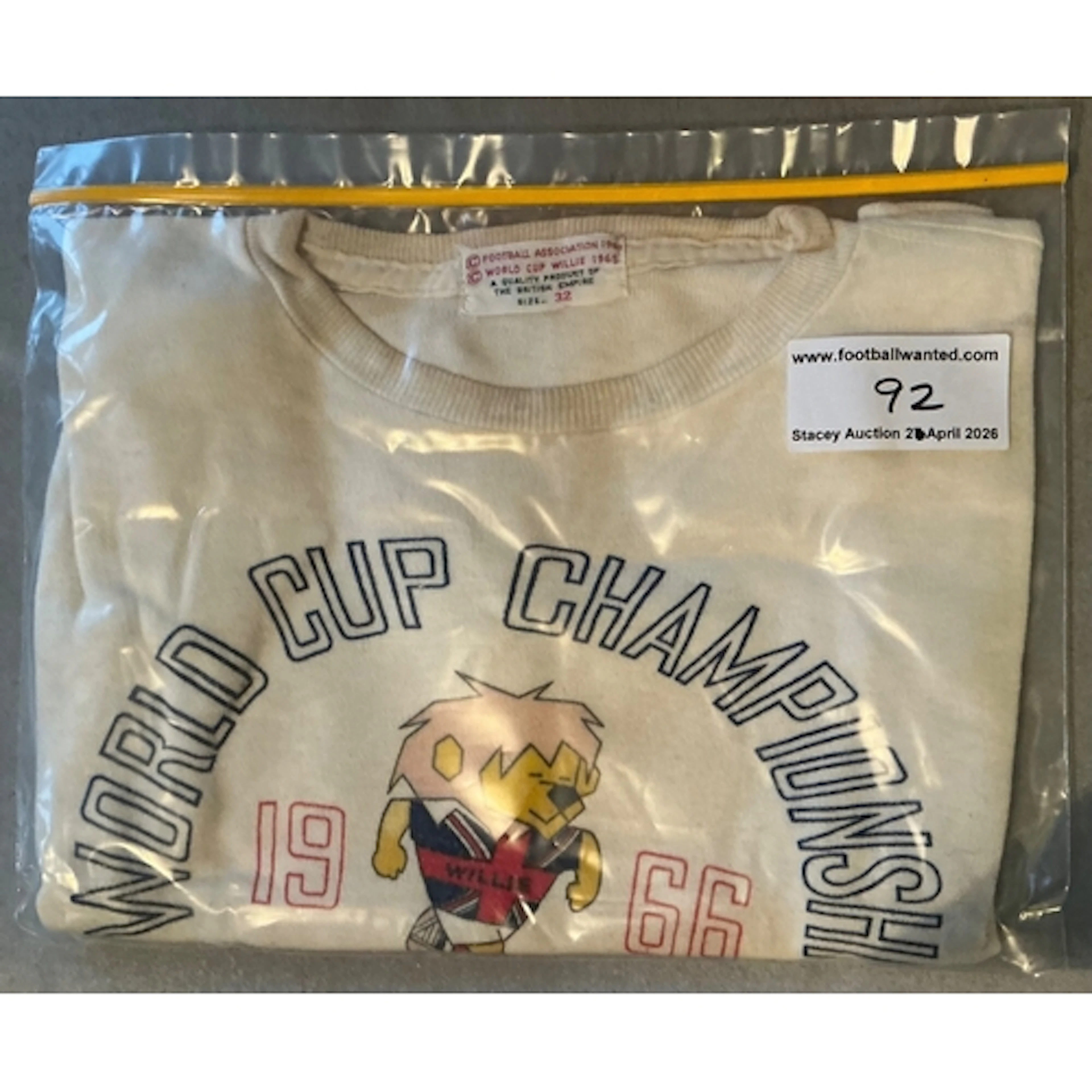 1966 World Cup Willie Original Football T- Shirt: Small boys...