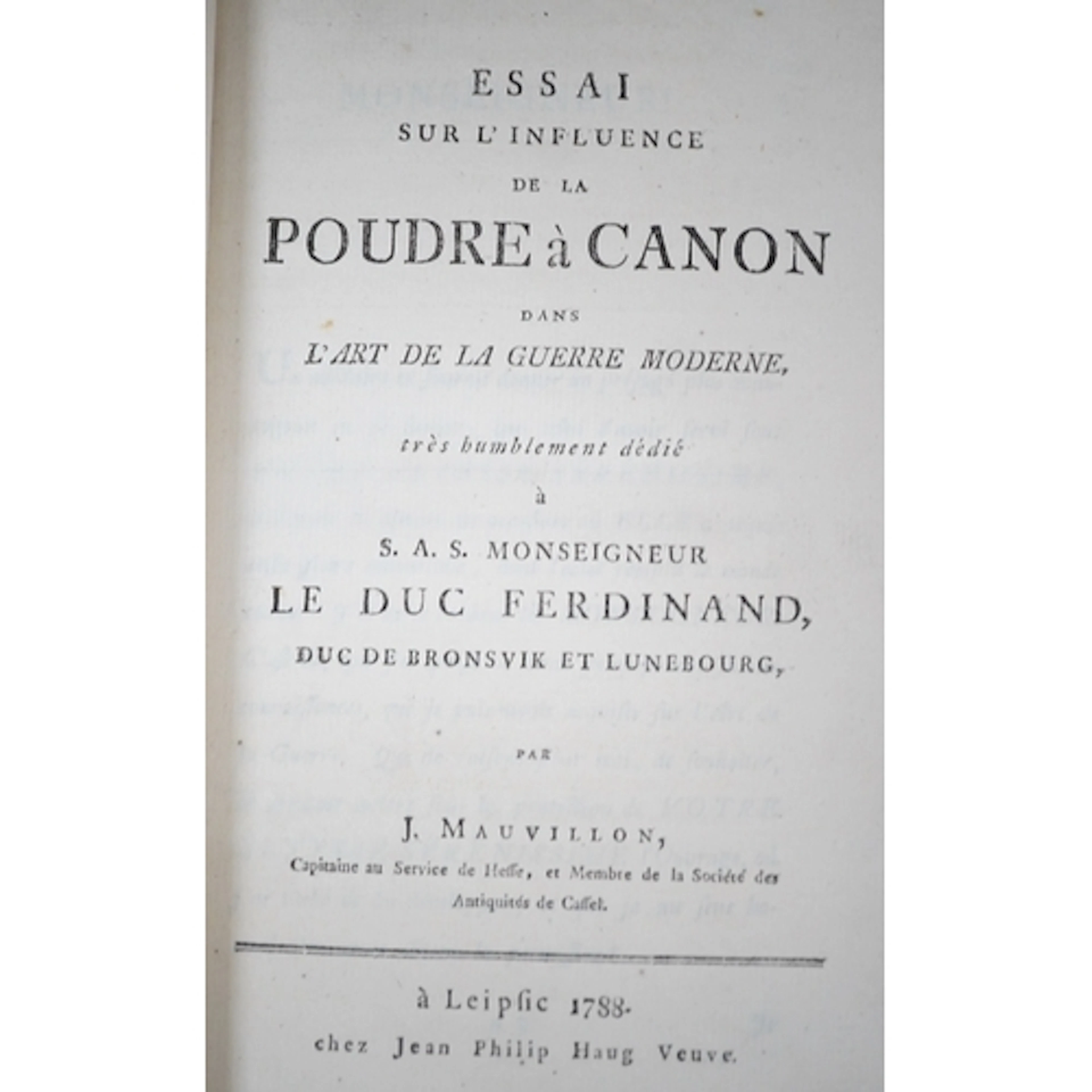 ° ° Mauvillon, Jacob - Essai Sur L'Influence de la Poudre a ...