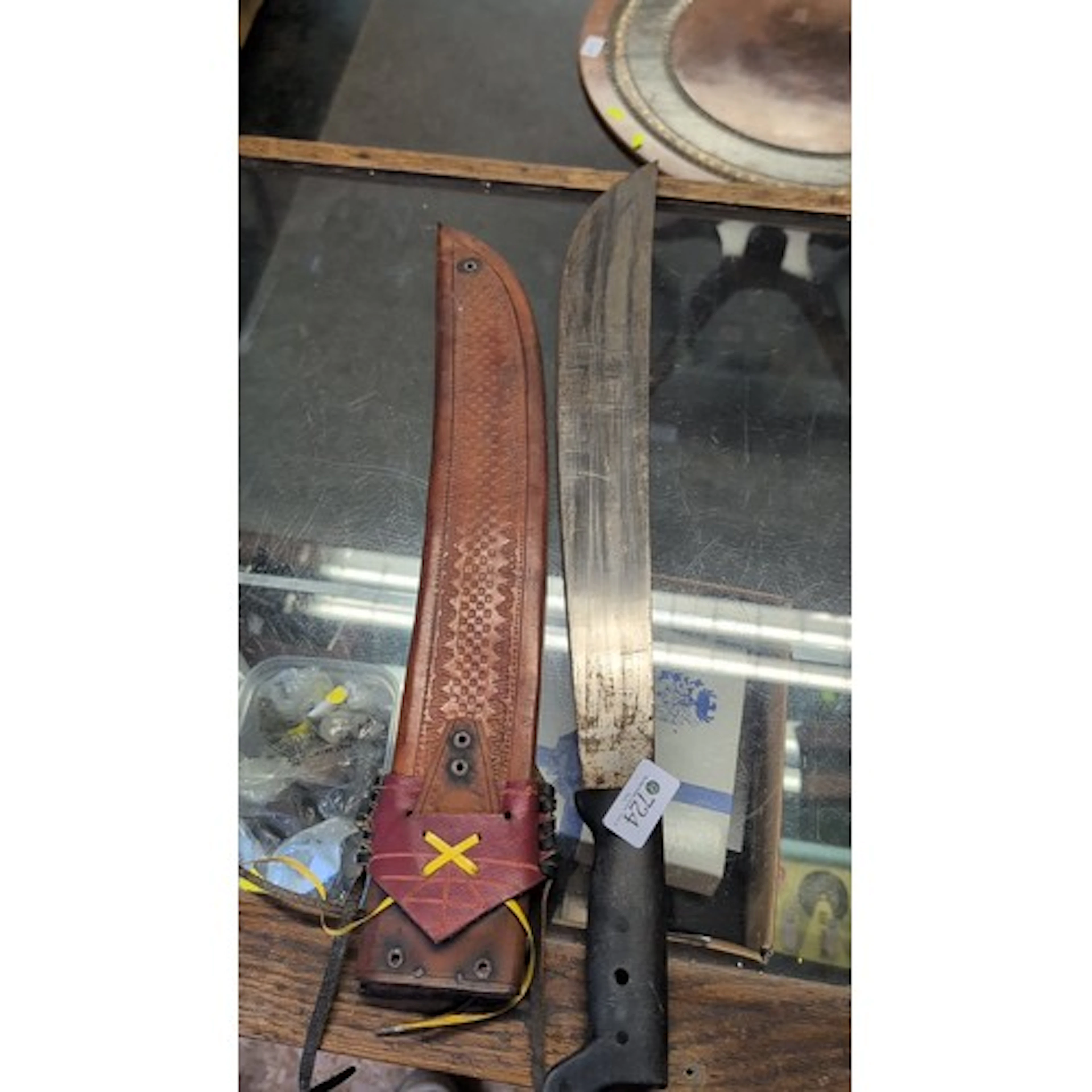 Corneta machete, El Salvador—broad steel blade etched with m...