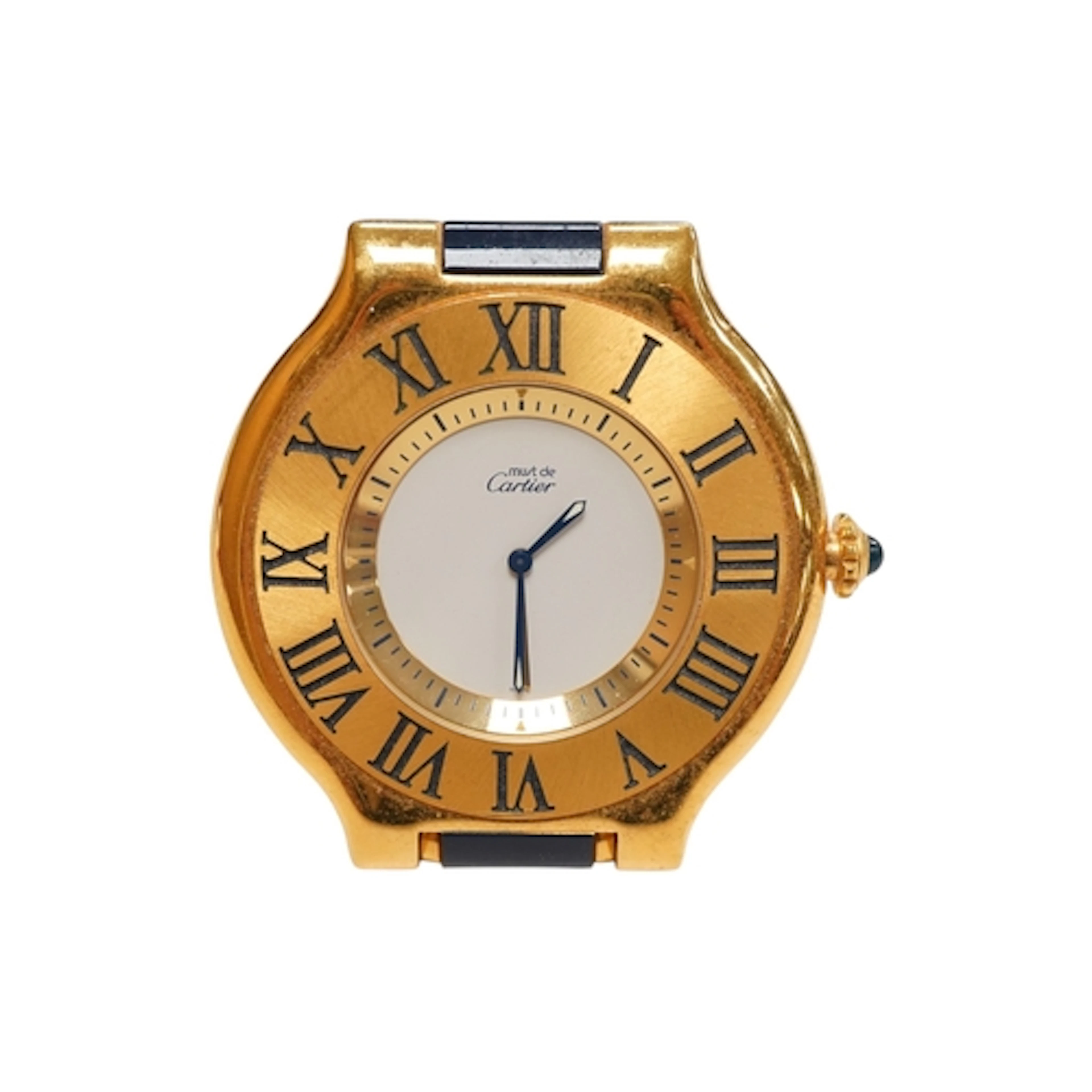A Must de Cartier 21 alarm timepiece, with pouch, 6cm high...