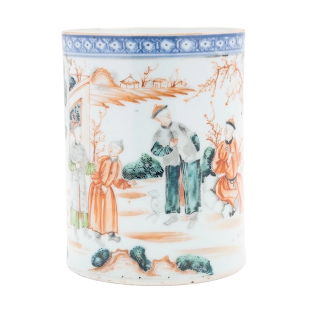 A Chinese Export cylindrical tankard, Qianlong painted in th...
