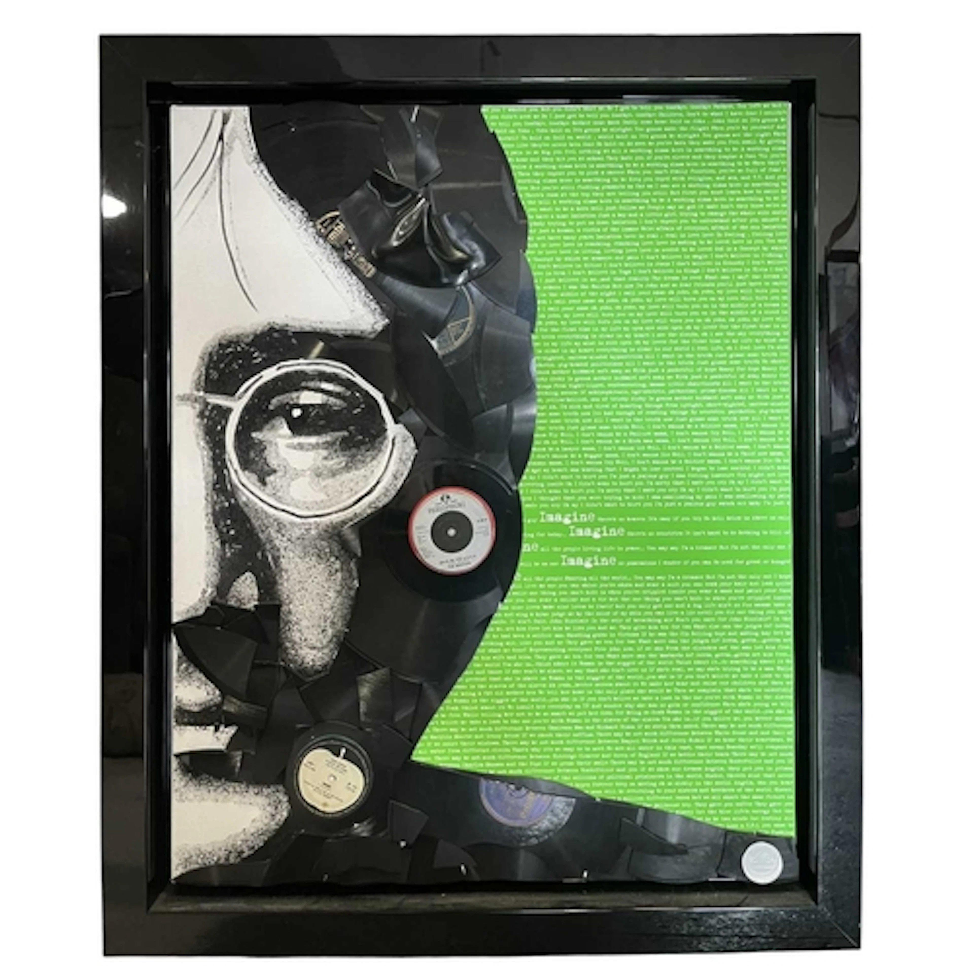 Ben Riley - Imagine, John Lennon. A framed mixed media artwo...