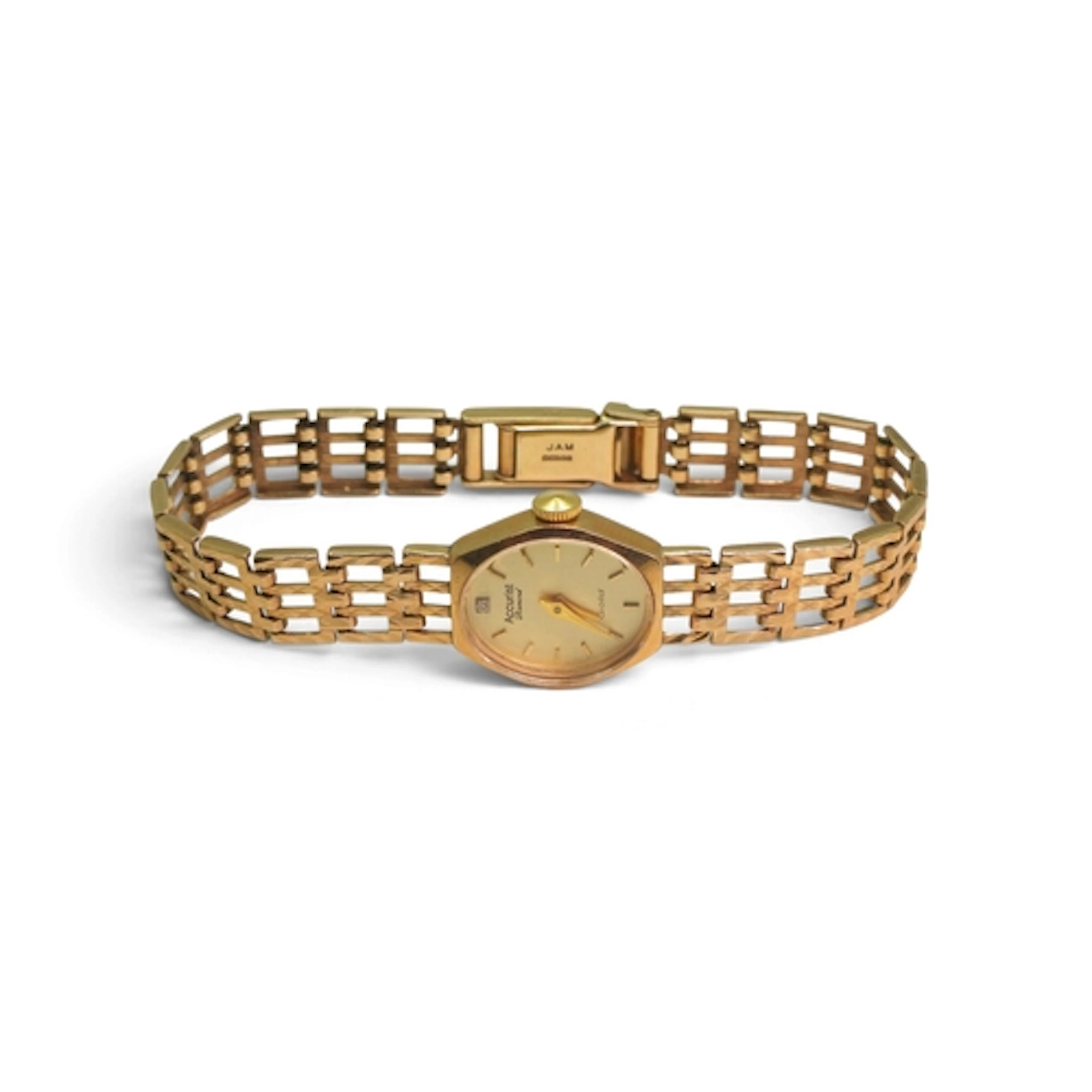 A 9ct gold Accurist ladies watch set with a diamond weight i...