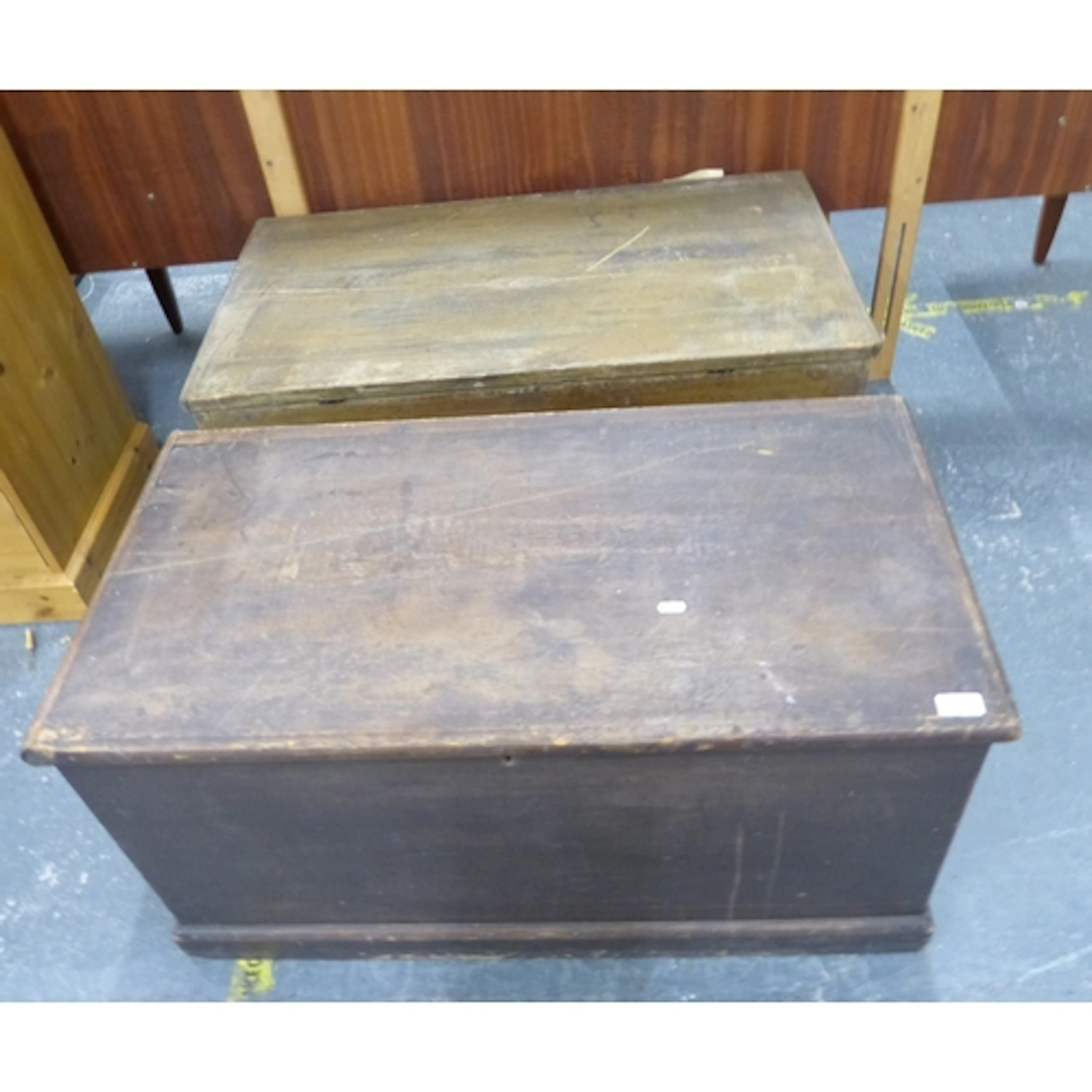 Two large antique bedding boxes.