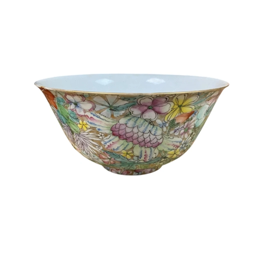 A Chinese famille rose thousand flower bowl, Qianlong seal m...