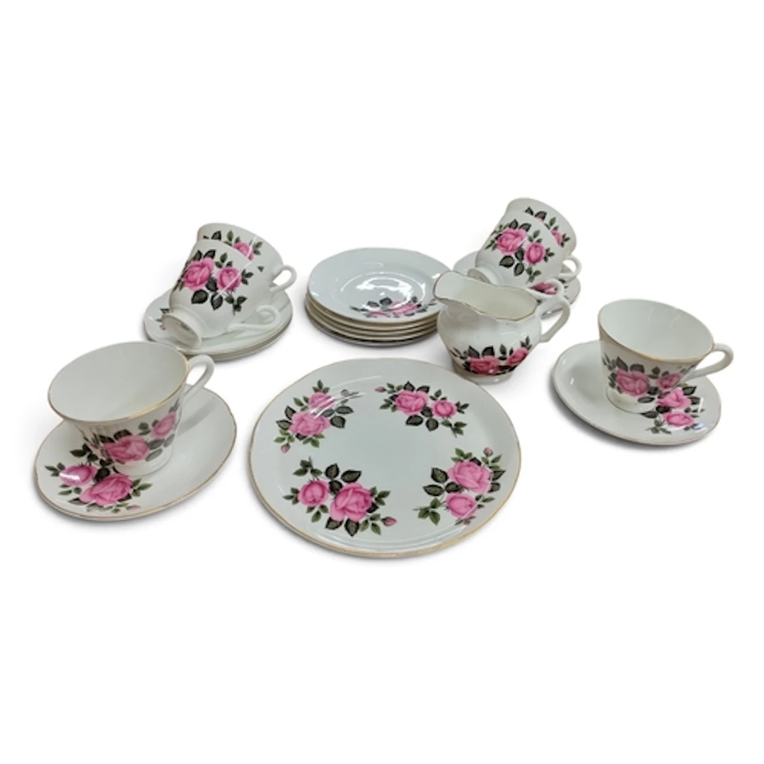 Two Rose patterned part Tea Sets one from Royal Steward and ...