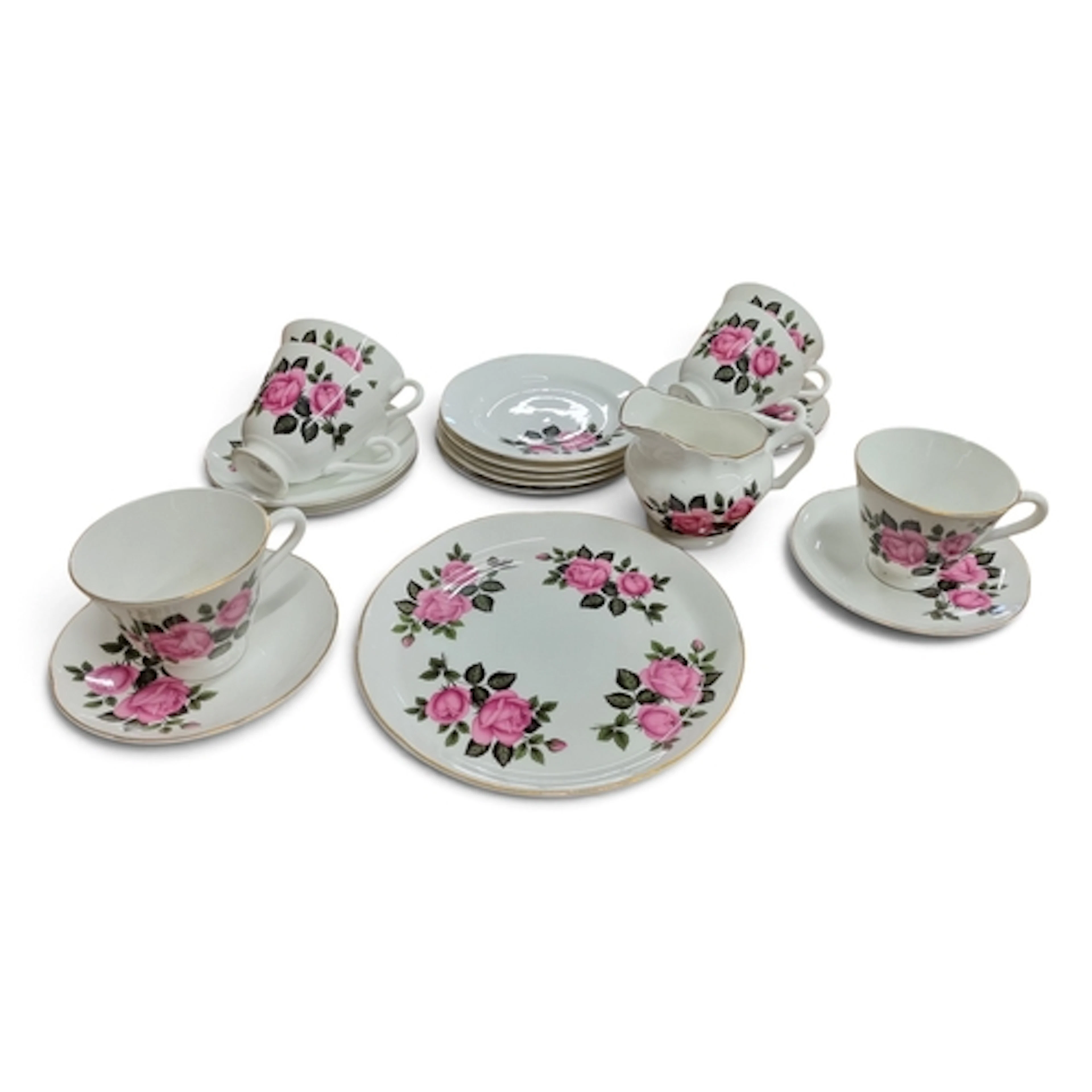 Two Rose patterned part Tea Sets one from Royal Steward and ...