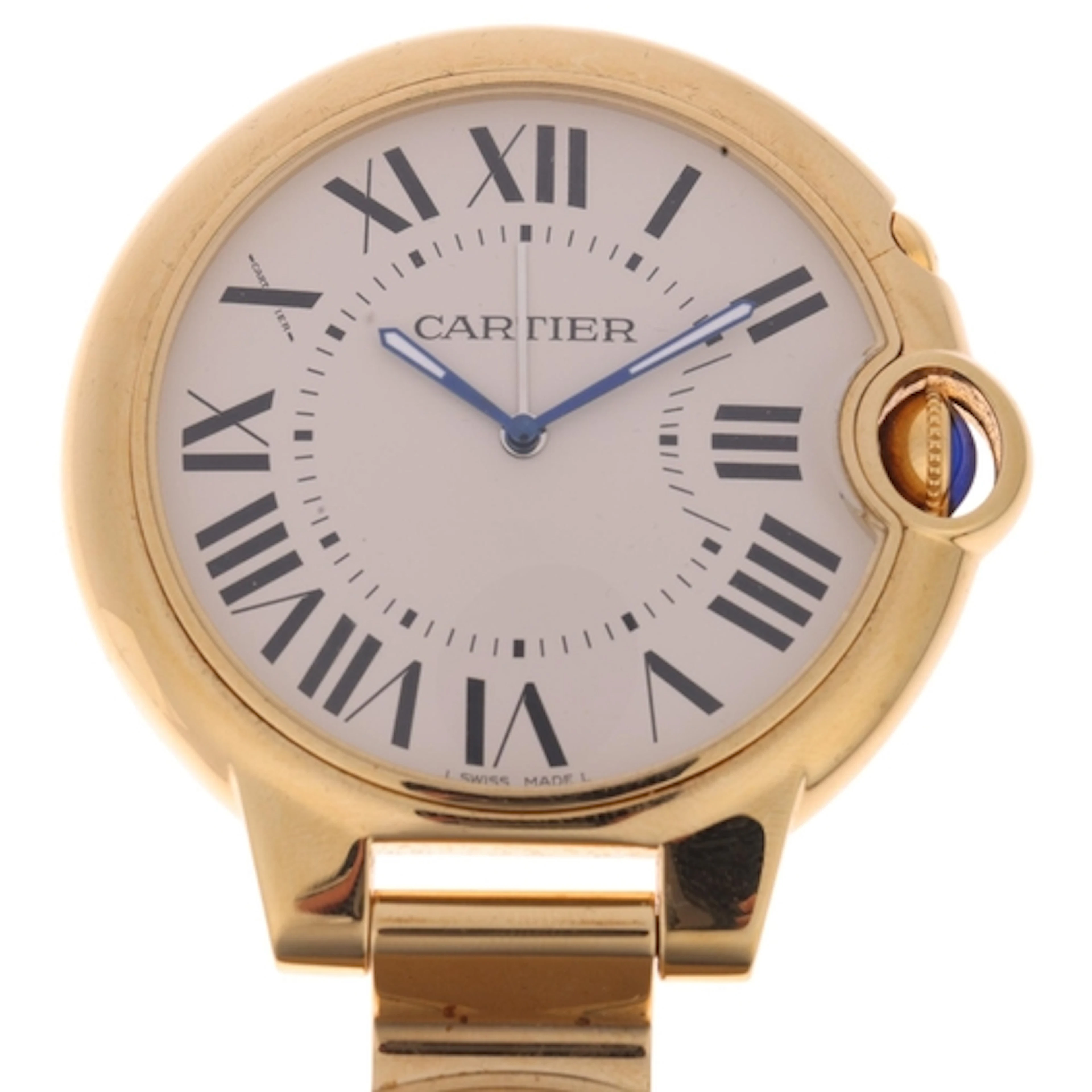 CARTIER - a gold plated Ballon Bleu quartz travel alarm cloc...