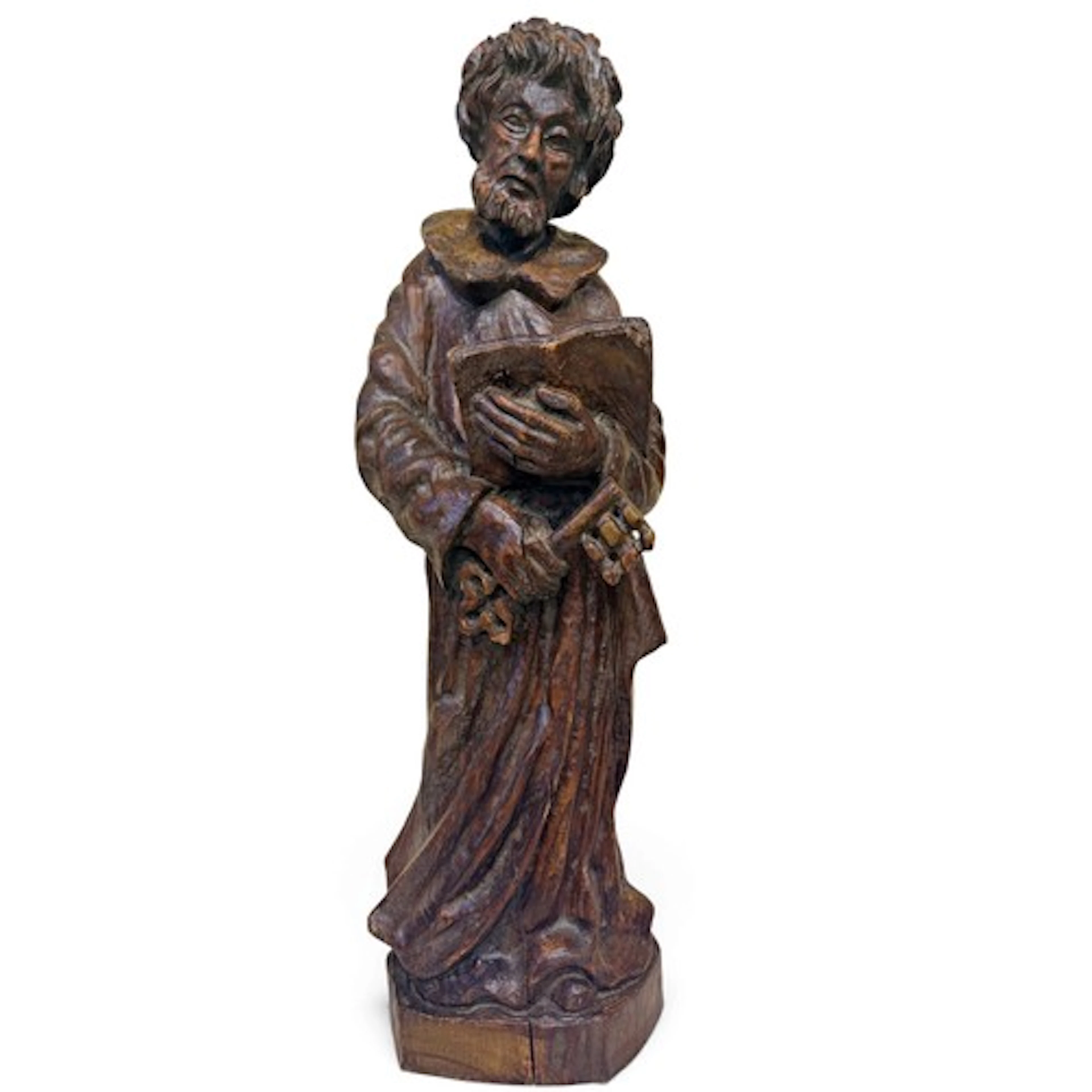 A carved oak statue, figure of Saint Peter the Apostle, depi...