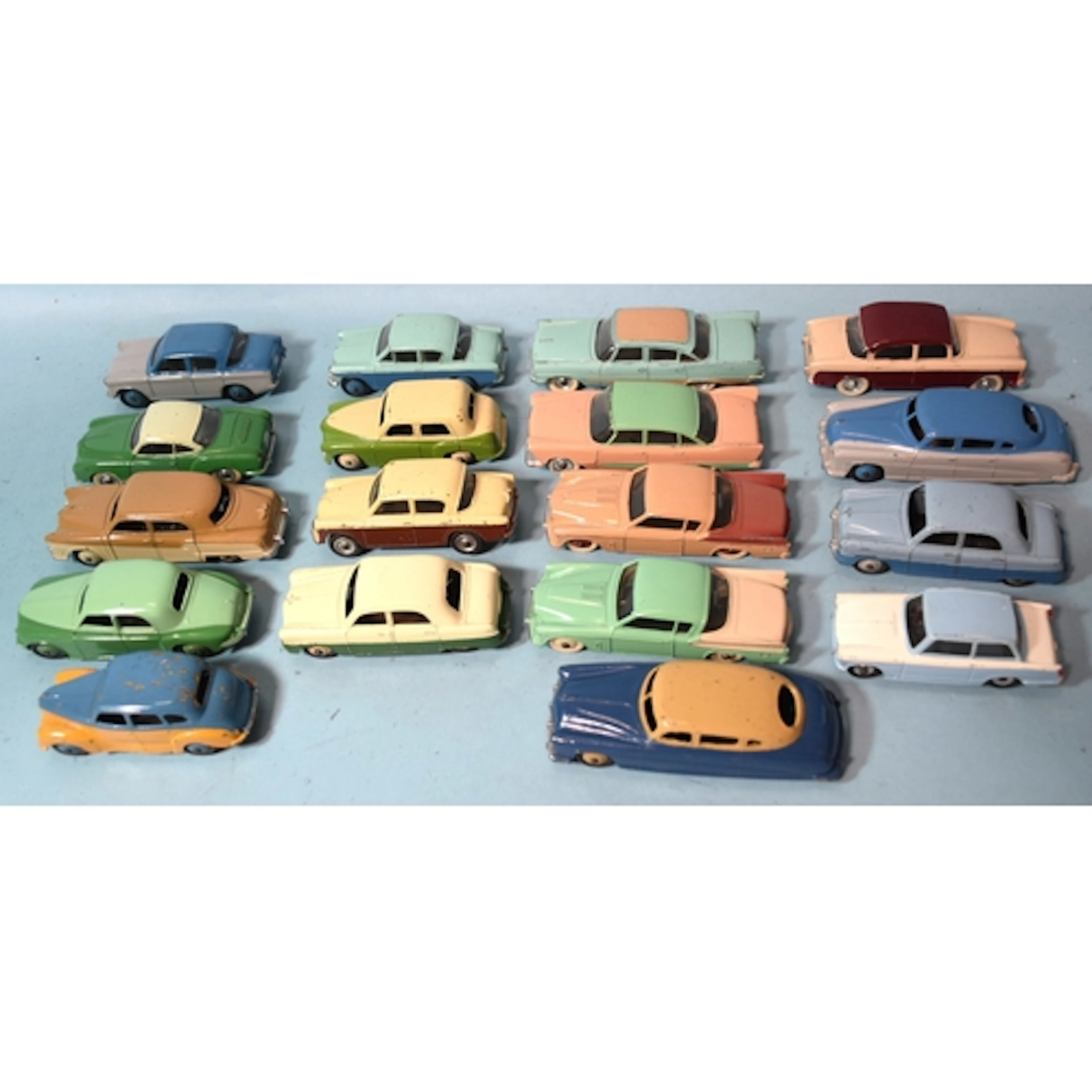 Dinky Toys, eighteen 1950's/60's two-tone cars, (no boxes), ...