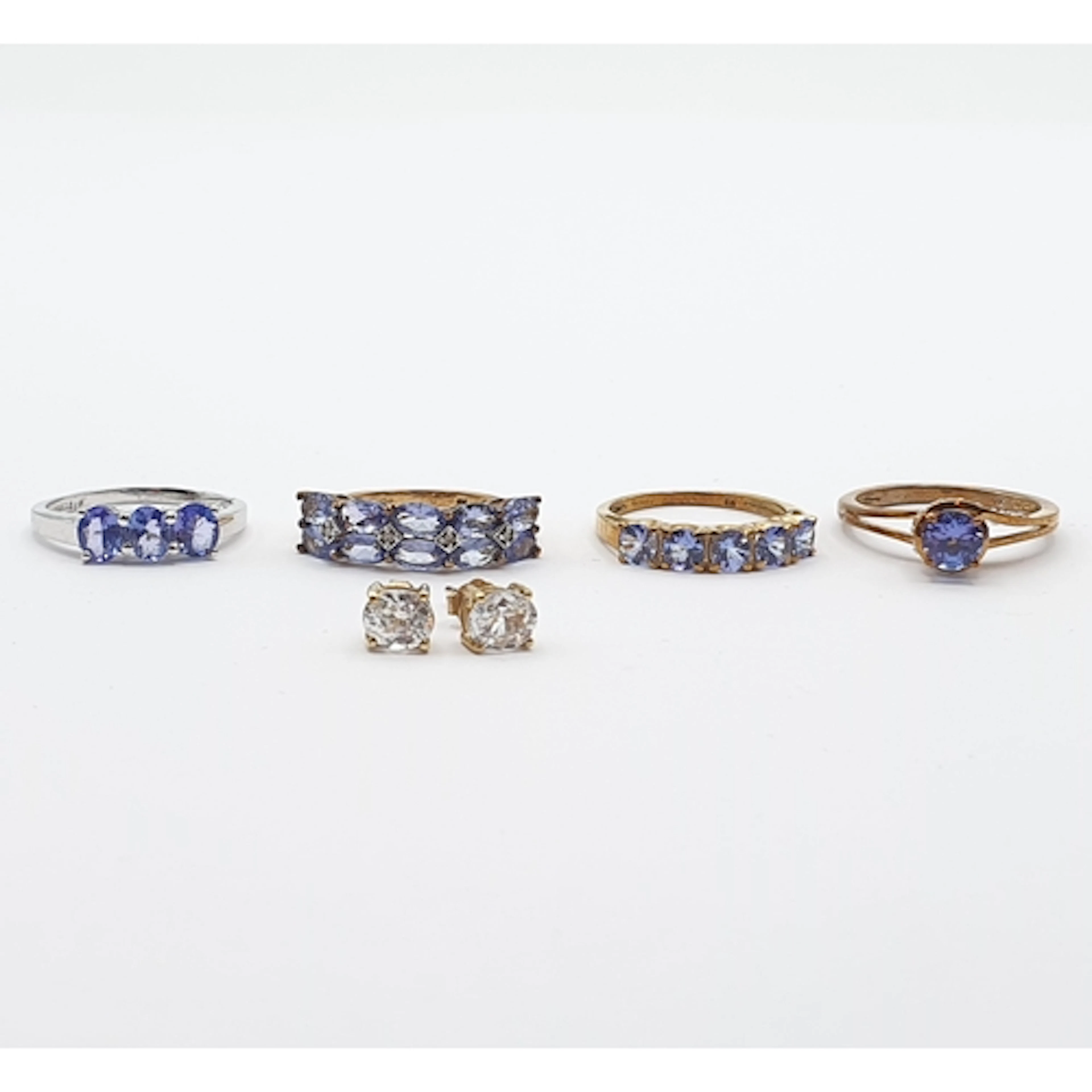 Four 9ct gold Rings set various gemstones and a pair of 9ct ...