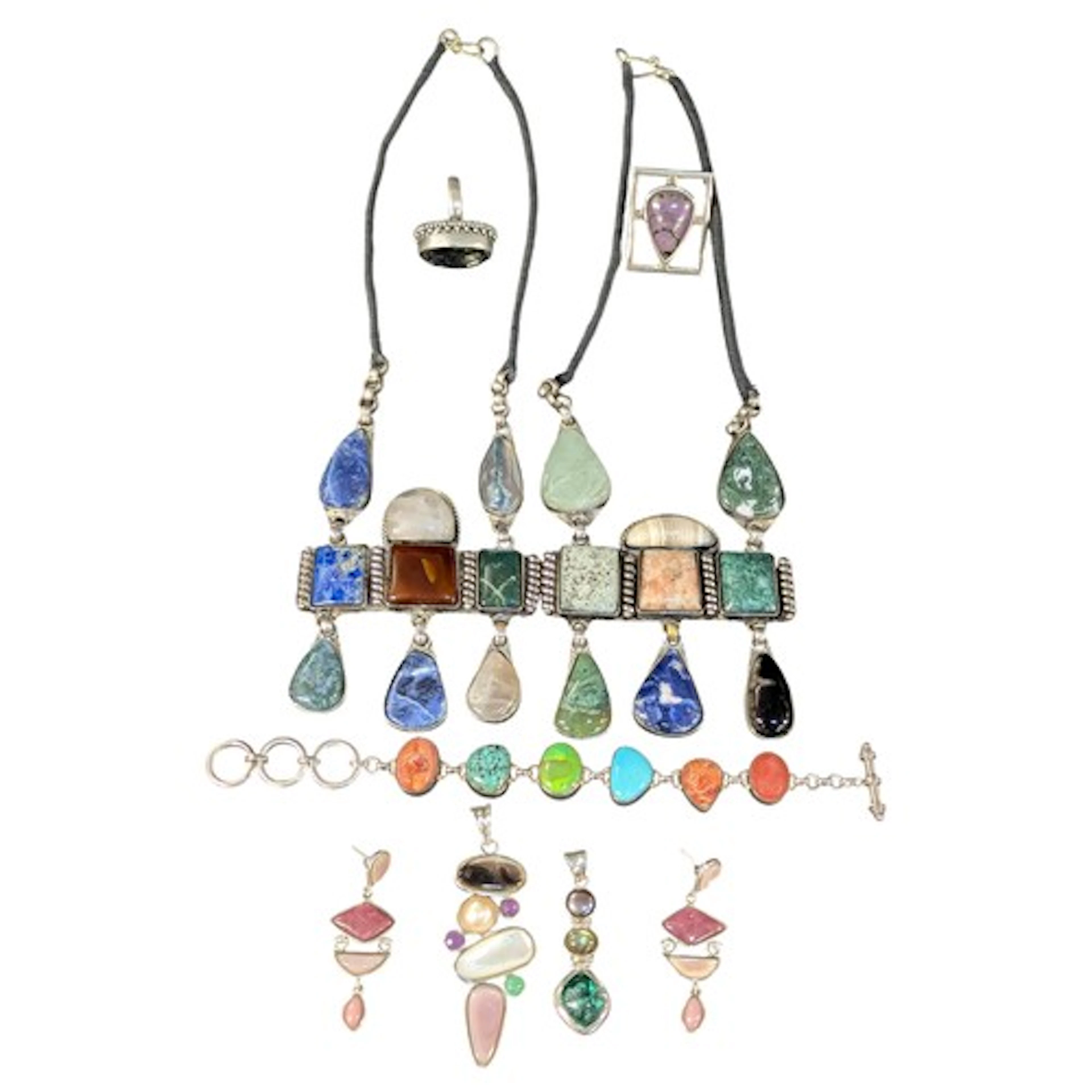 Jewellery - a small collection of silver metal mounted jewe...