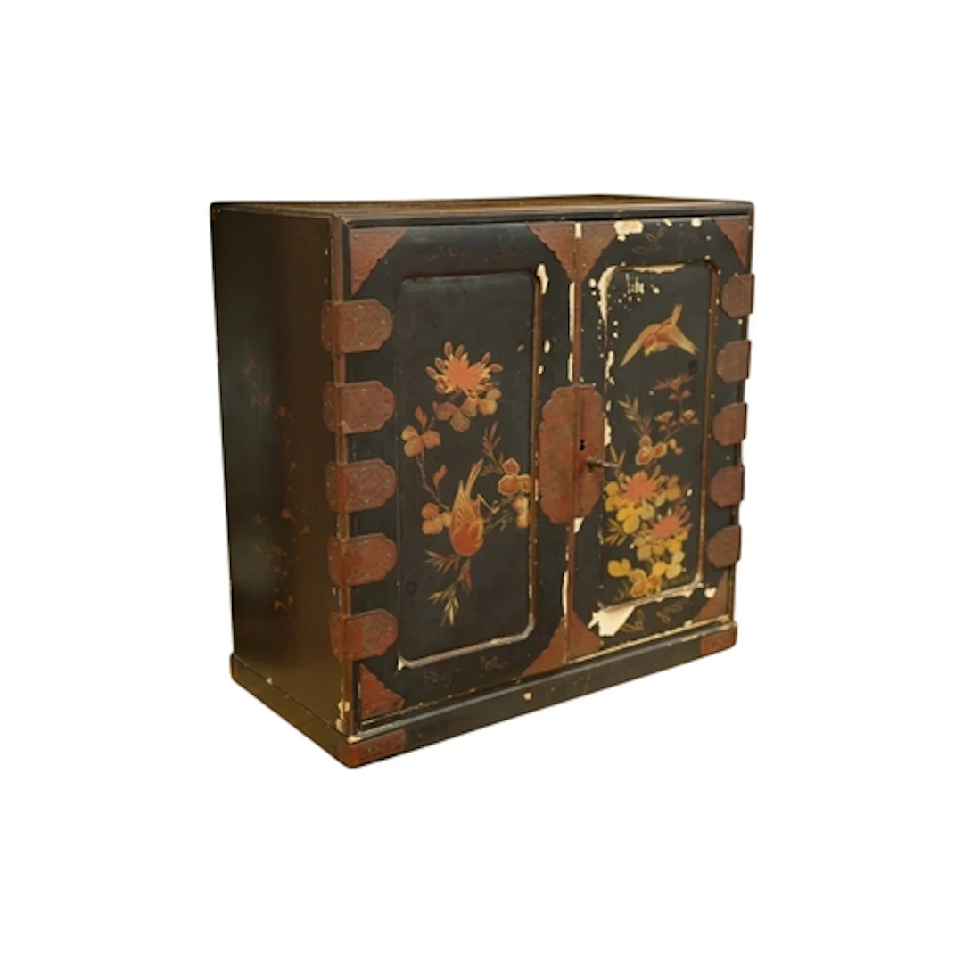 An early 20th century Chinese lacquer table cabinet, height ...