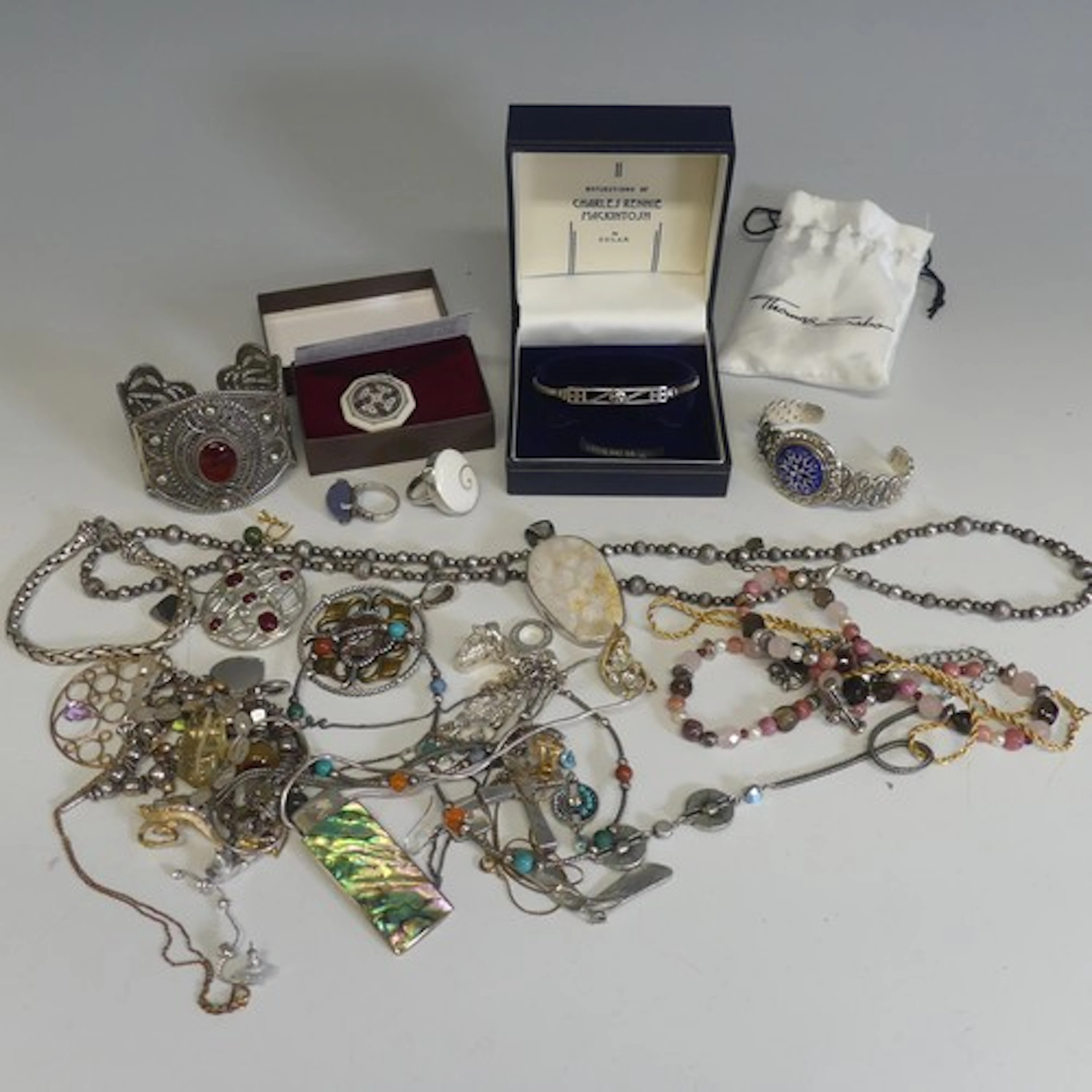 A quantity of silver and other Costume Jewellery, including ...