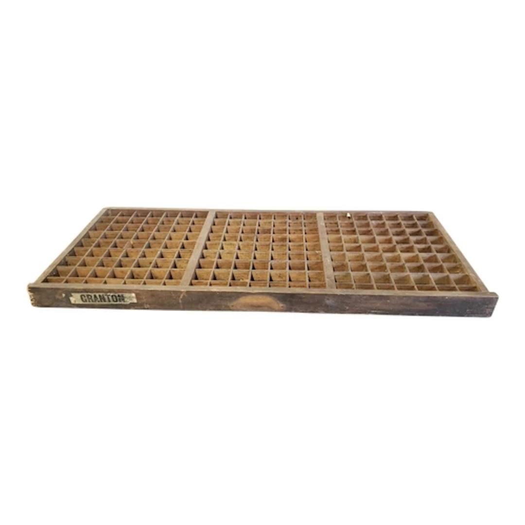 20th century vintage wooden printer's tray. Of rectangular f...