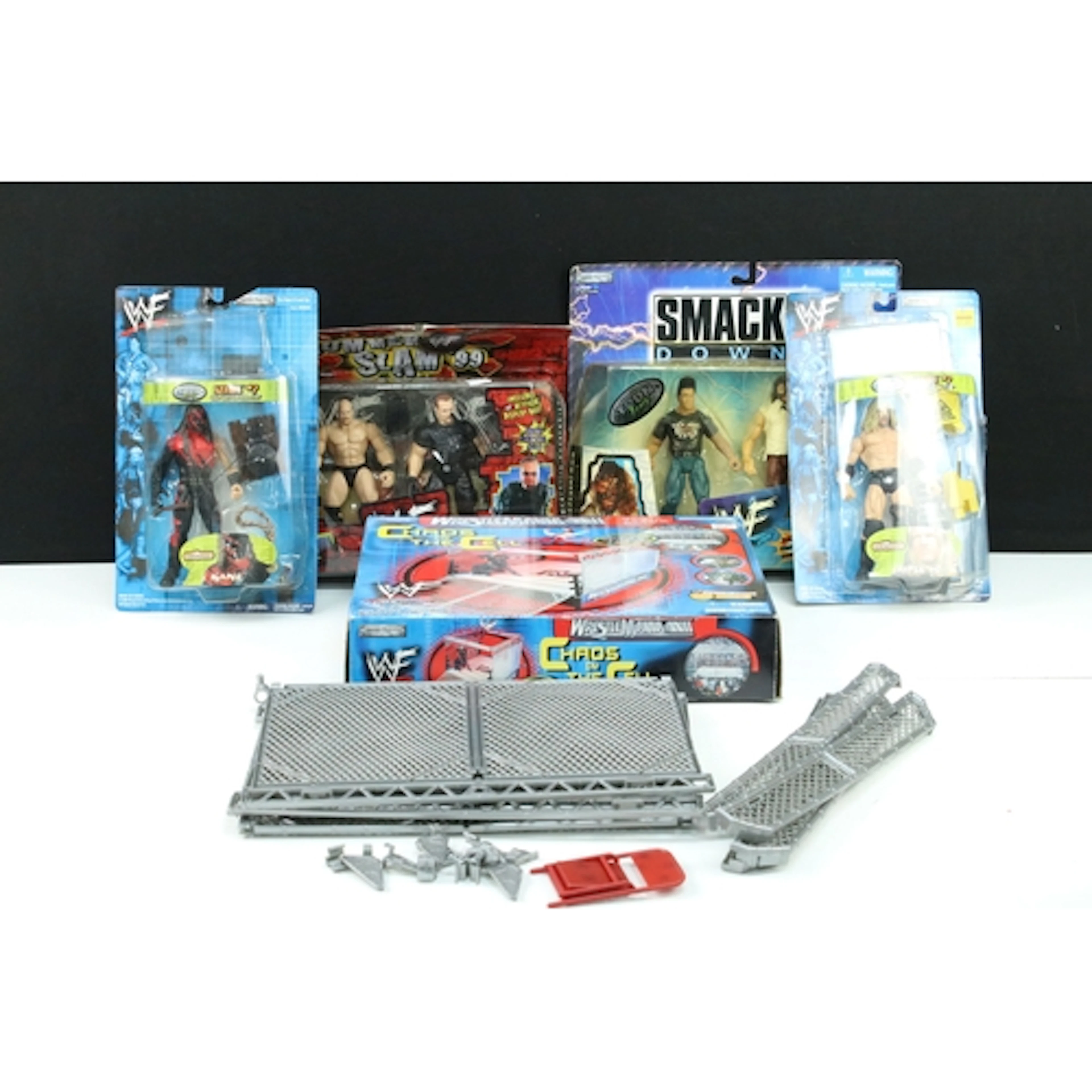 WWE / WWF Wrestling - Five opened carded / boxed Jakks figur...