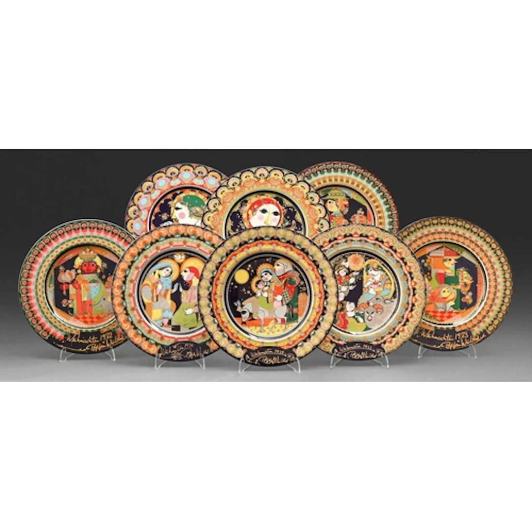 Eight Rosenthal Christmas plates, designed by Bjorn Wiinblad...