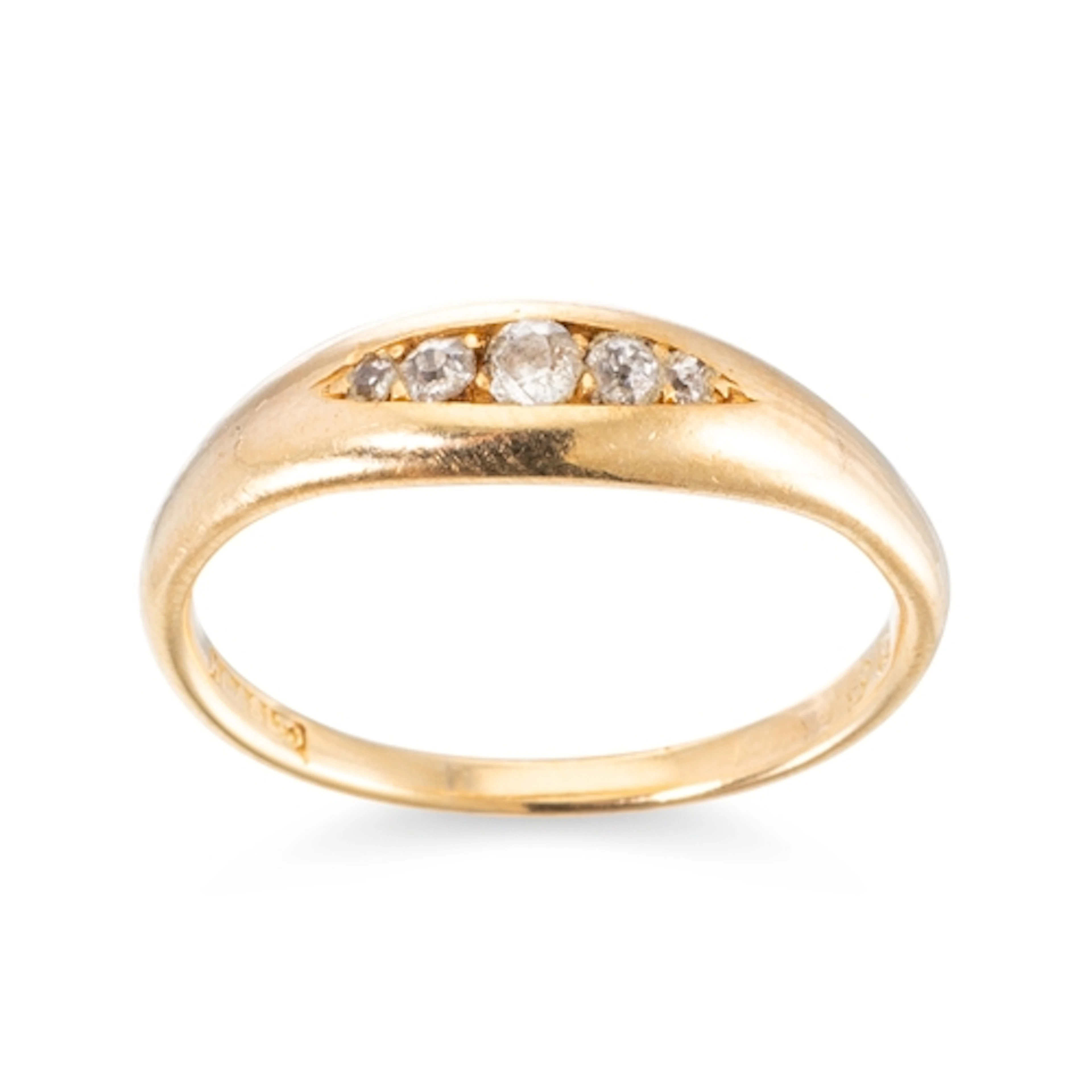 AN ANTIQUE DIAMOND SET RING, mounted in 18ct gold, size P