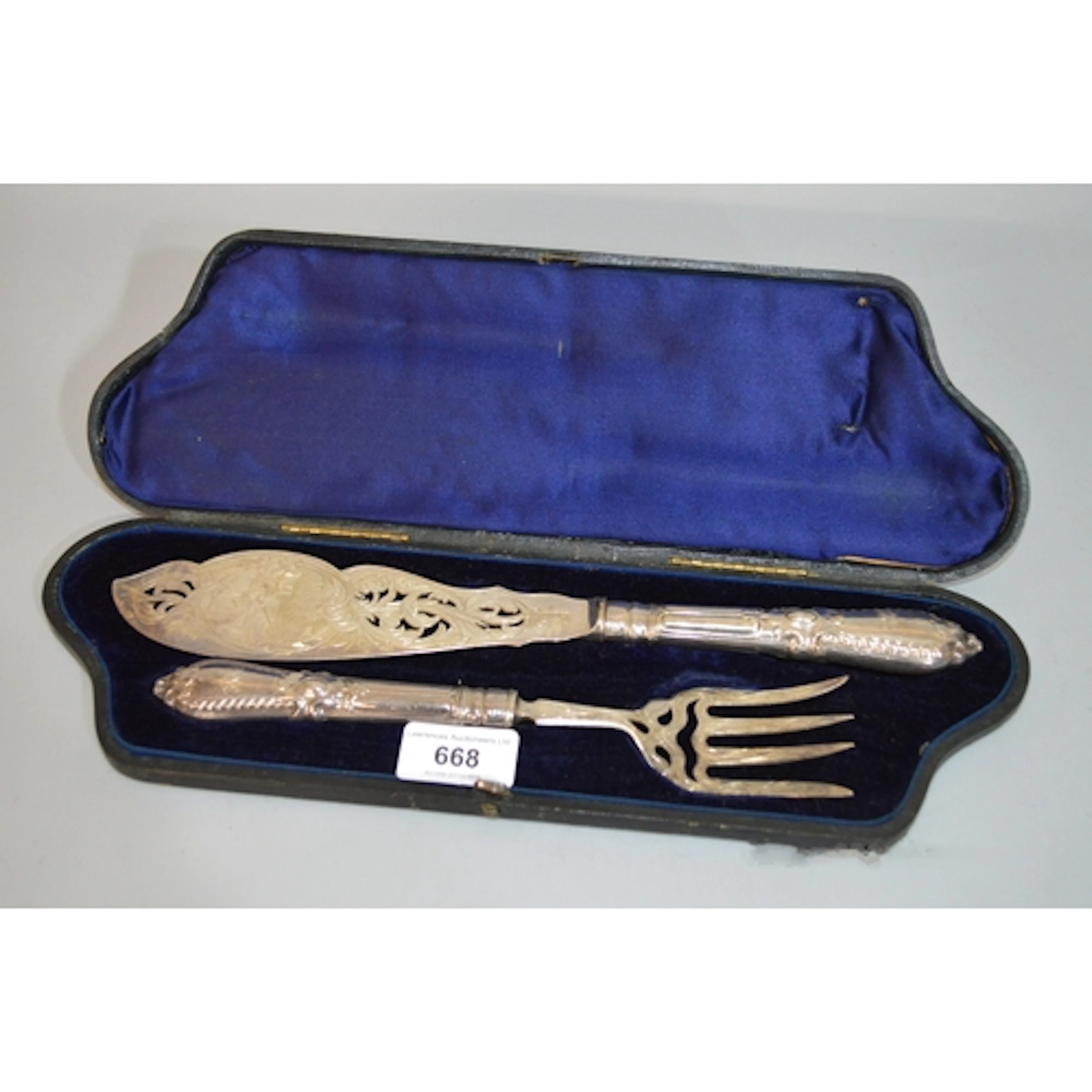 Pair of Victorian Sheffield silver fish servers (the handles...