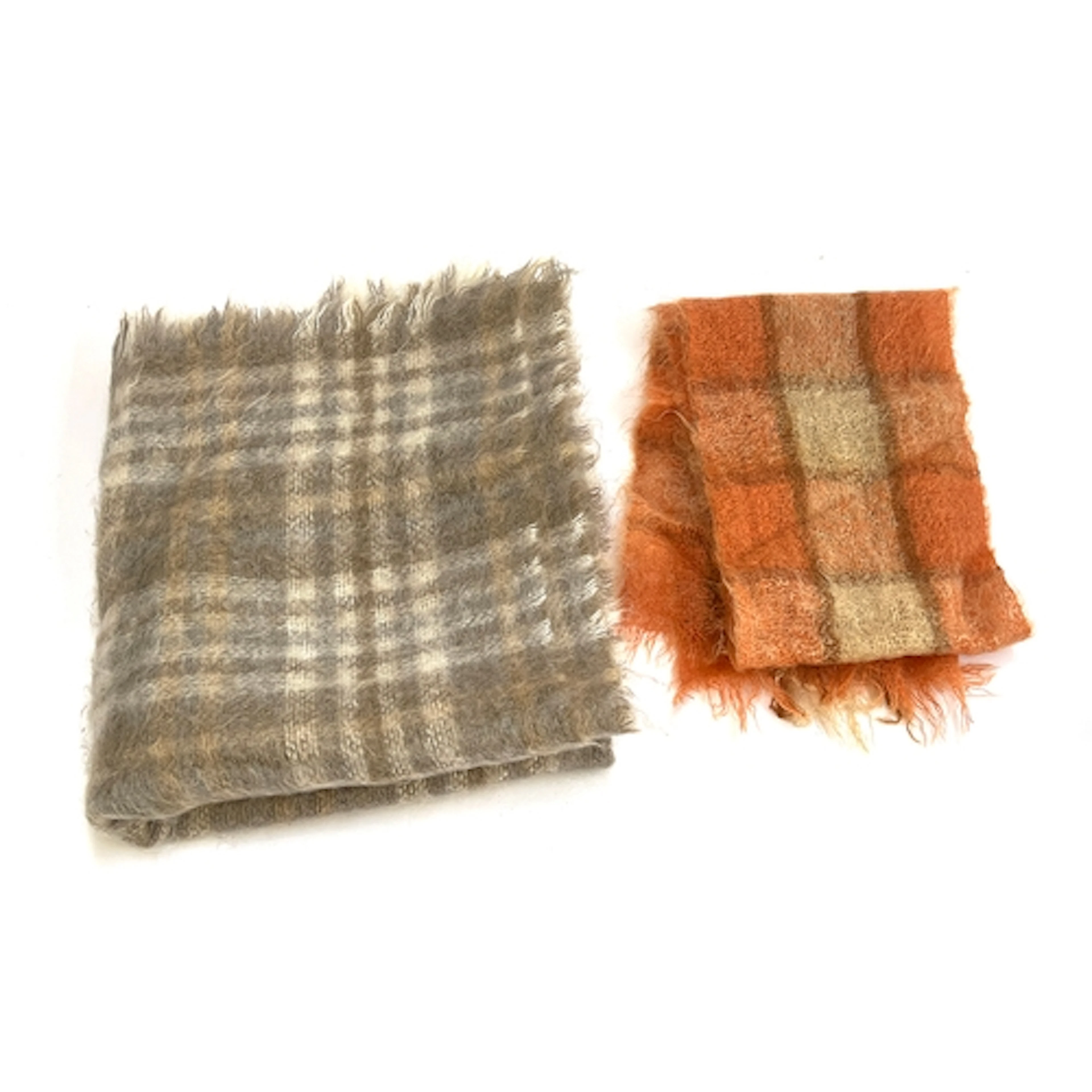 A buff check mohair wool blend scarf, approx. 160x86cm; toge...