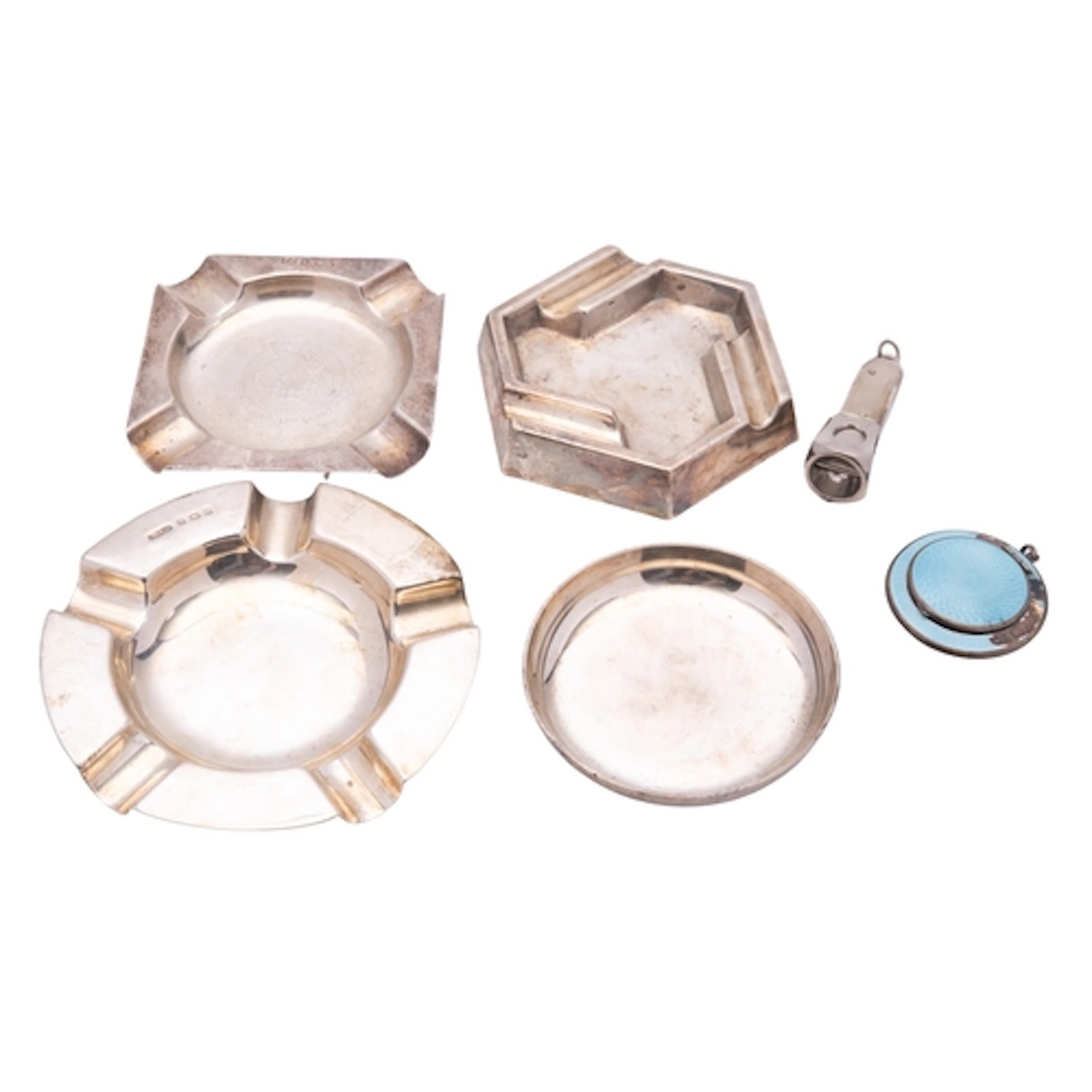 A small mixed lot of silver, to include an ashtray, an Art-D...