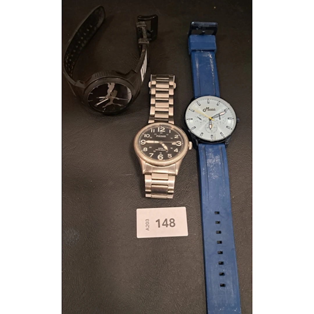 THREE WRISTWATCHES including Pulsar, model VJ42-X080 (workin...