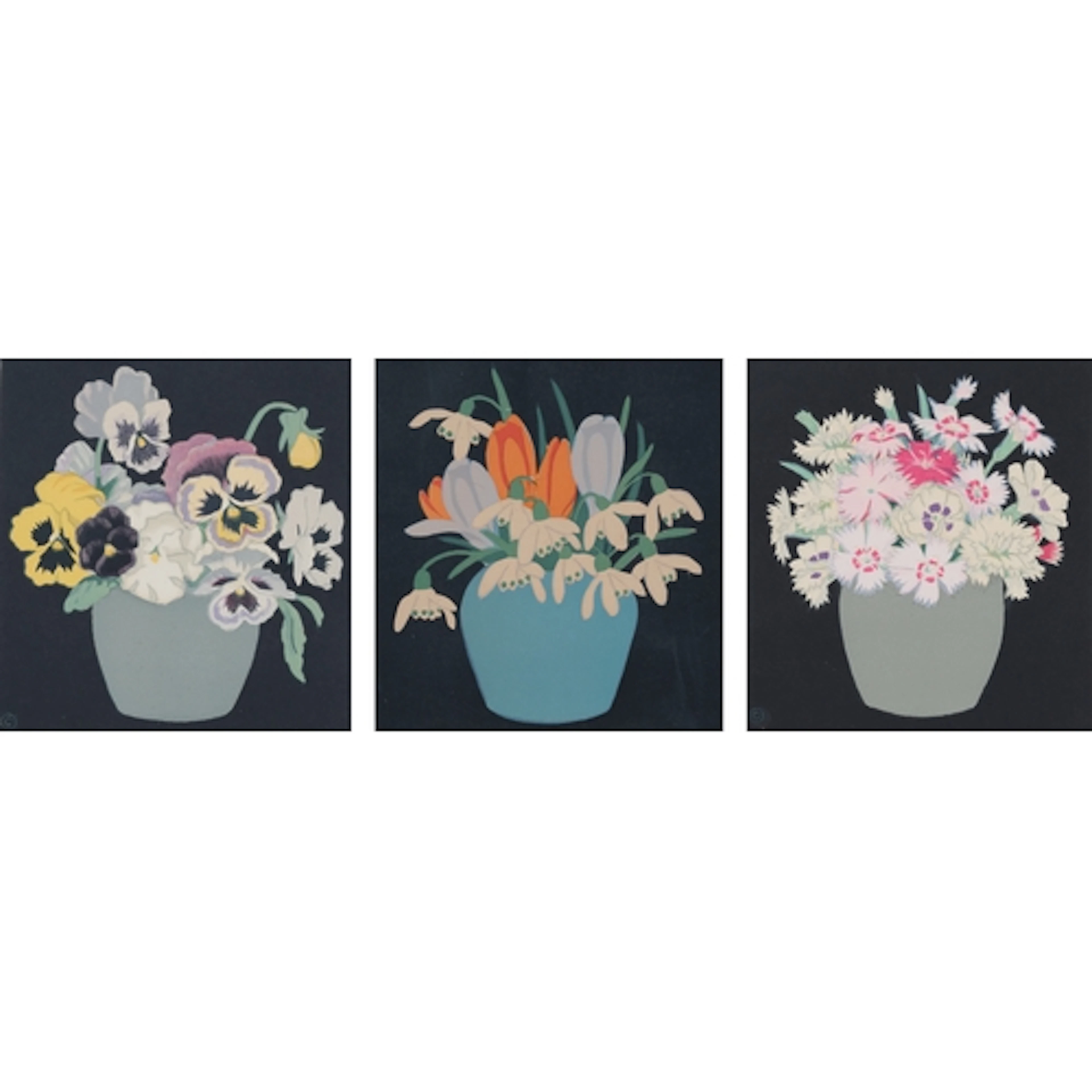 John Hall Thorpe (1874-1947) 'Snowdrops', Pansies' and 'Car...
