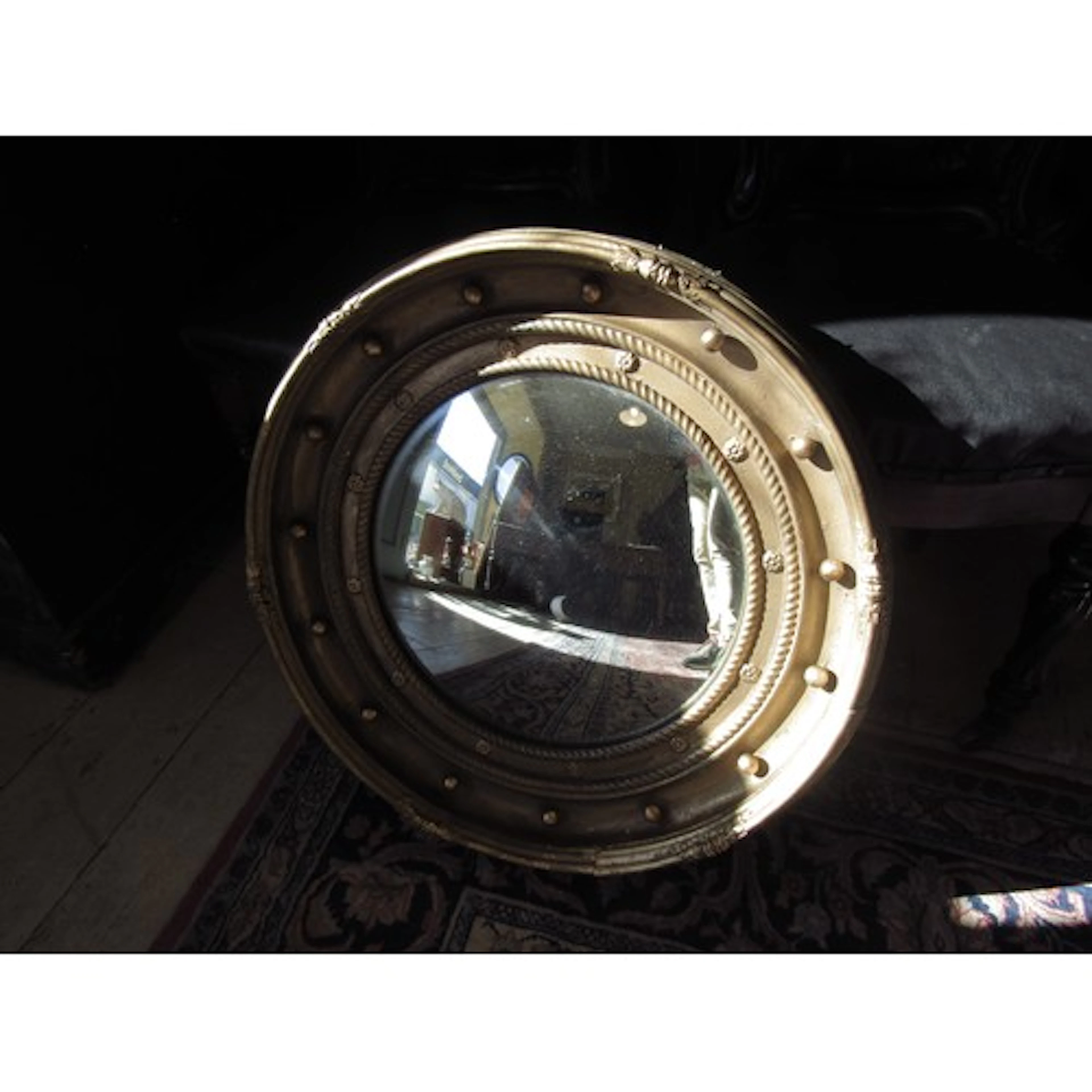 Regency Circular Gilded Convex Mirror Approximately 20 Inche...