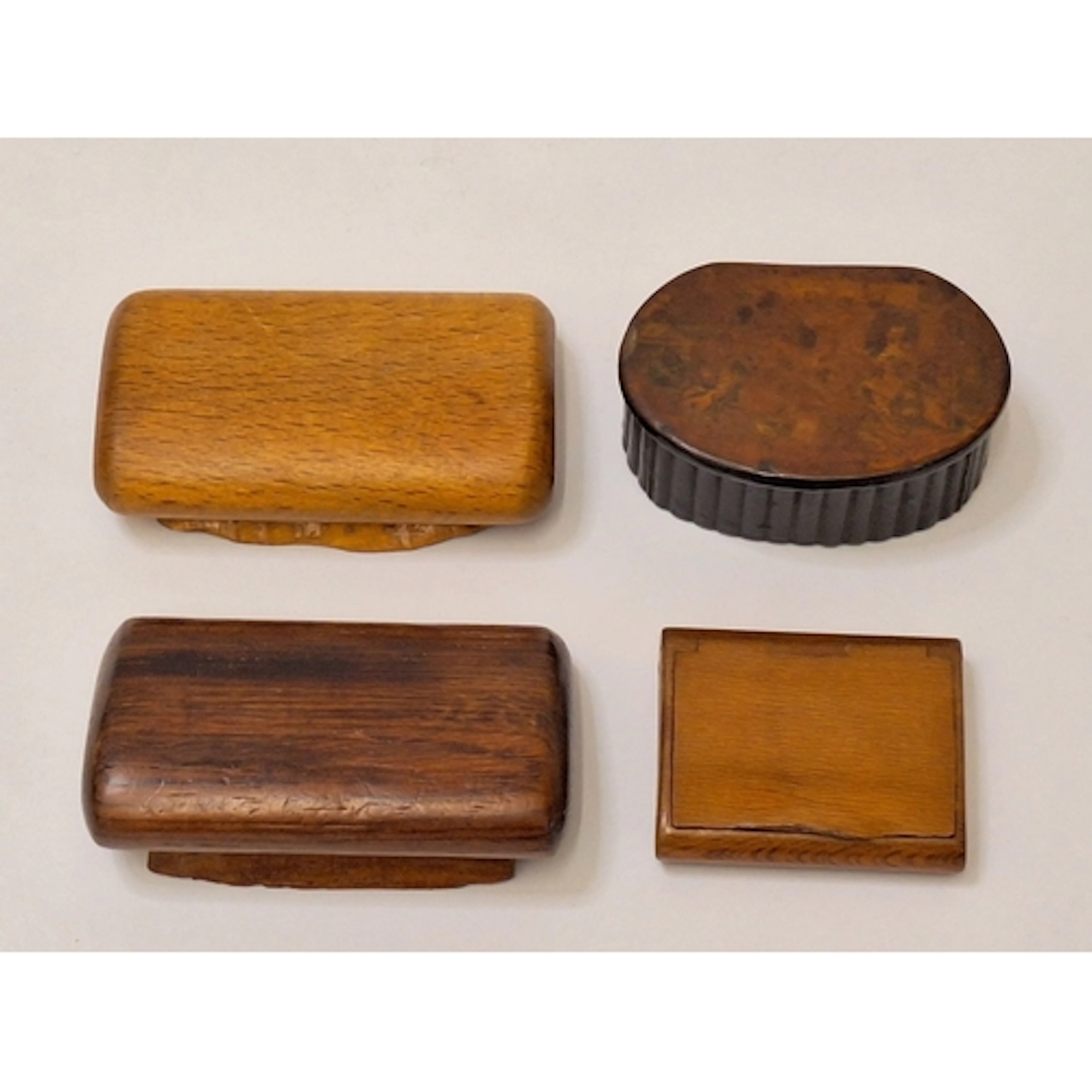 4 Vintage/Antique Treen Wooden Snuff/Tobacco Boxes (4)
