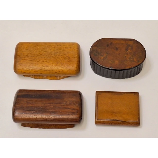 4 Vintage/Antique Treen Wooden Snuff/Tobacco Boxes (4)