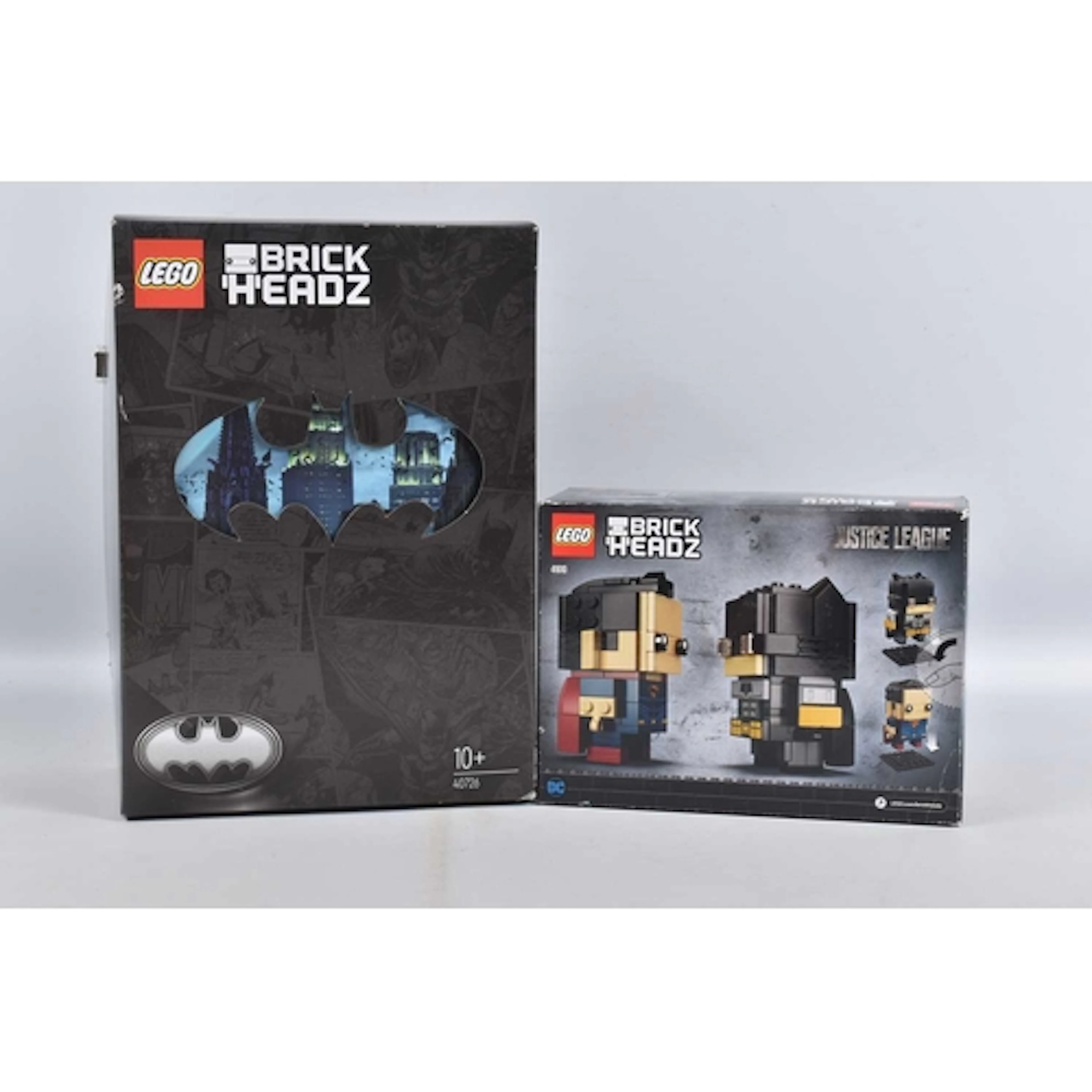 TWO BOXED DC LEGO BRICKHEADZ SETS, to include a Tactical Bat...