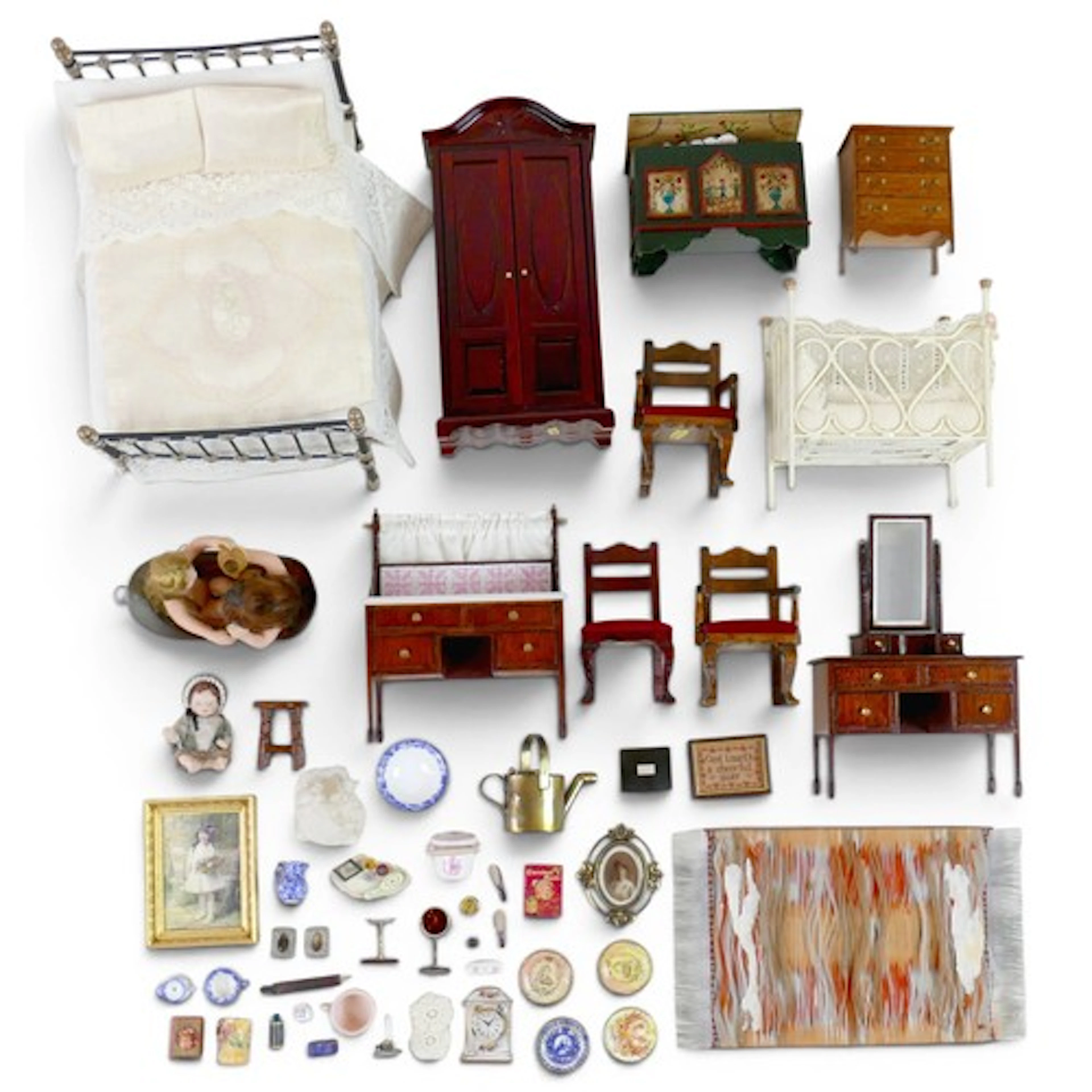 A quantity of miniature doll's house furniture and accessori...